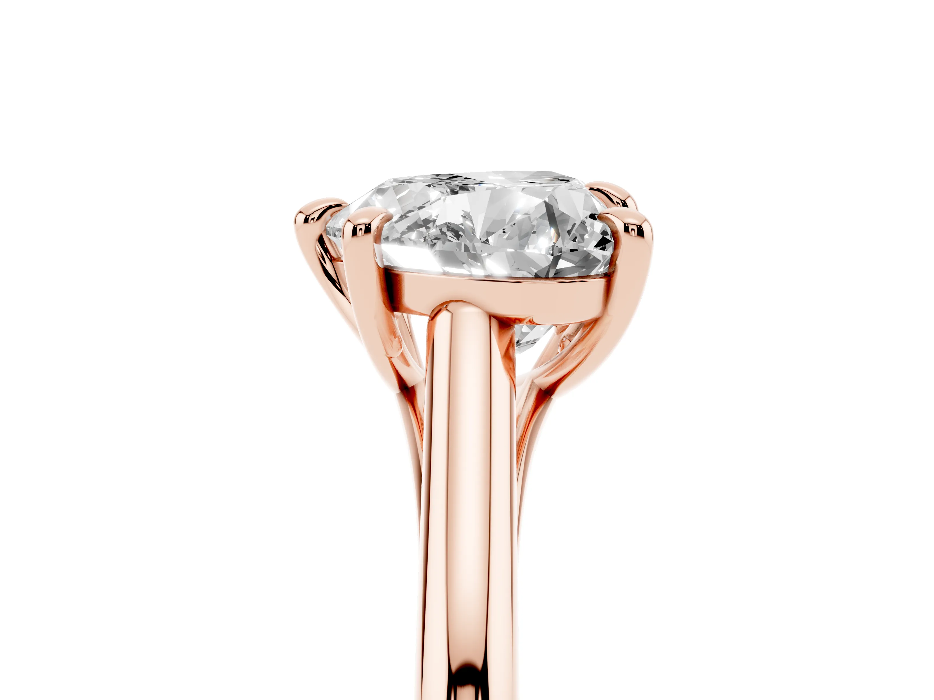 Heart Cut Diamond Solitaire Engagement Ring Set in Rose gold with Prong Setting and Plain Classic Band