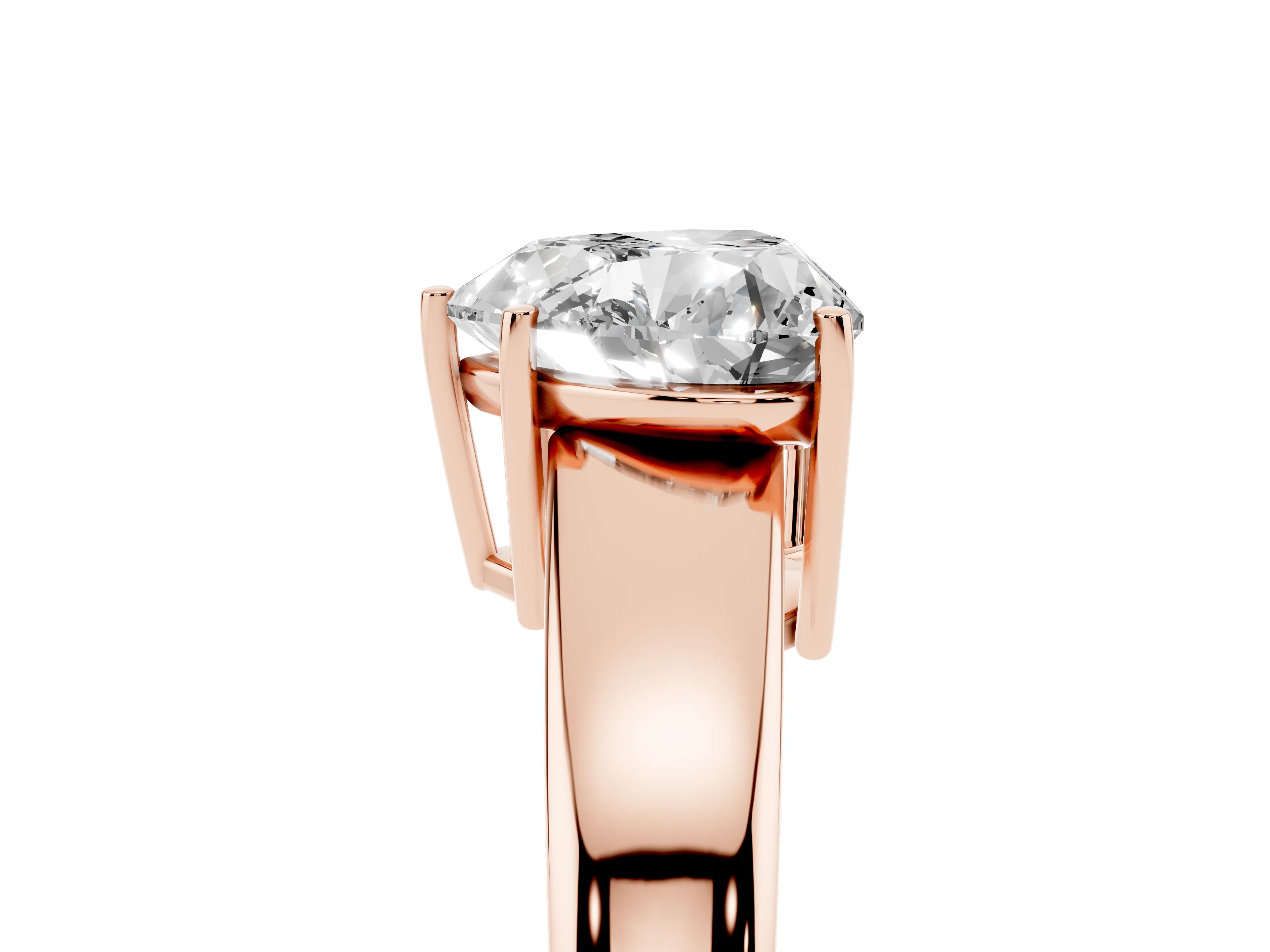 Heart Cut Diamond Solitaire Ring Set in Rose gold with Tapered Band and Prong Setting
