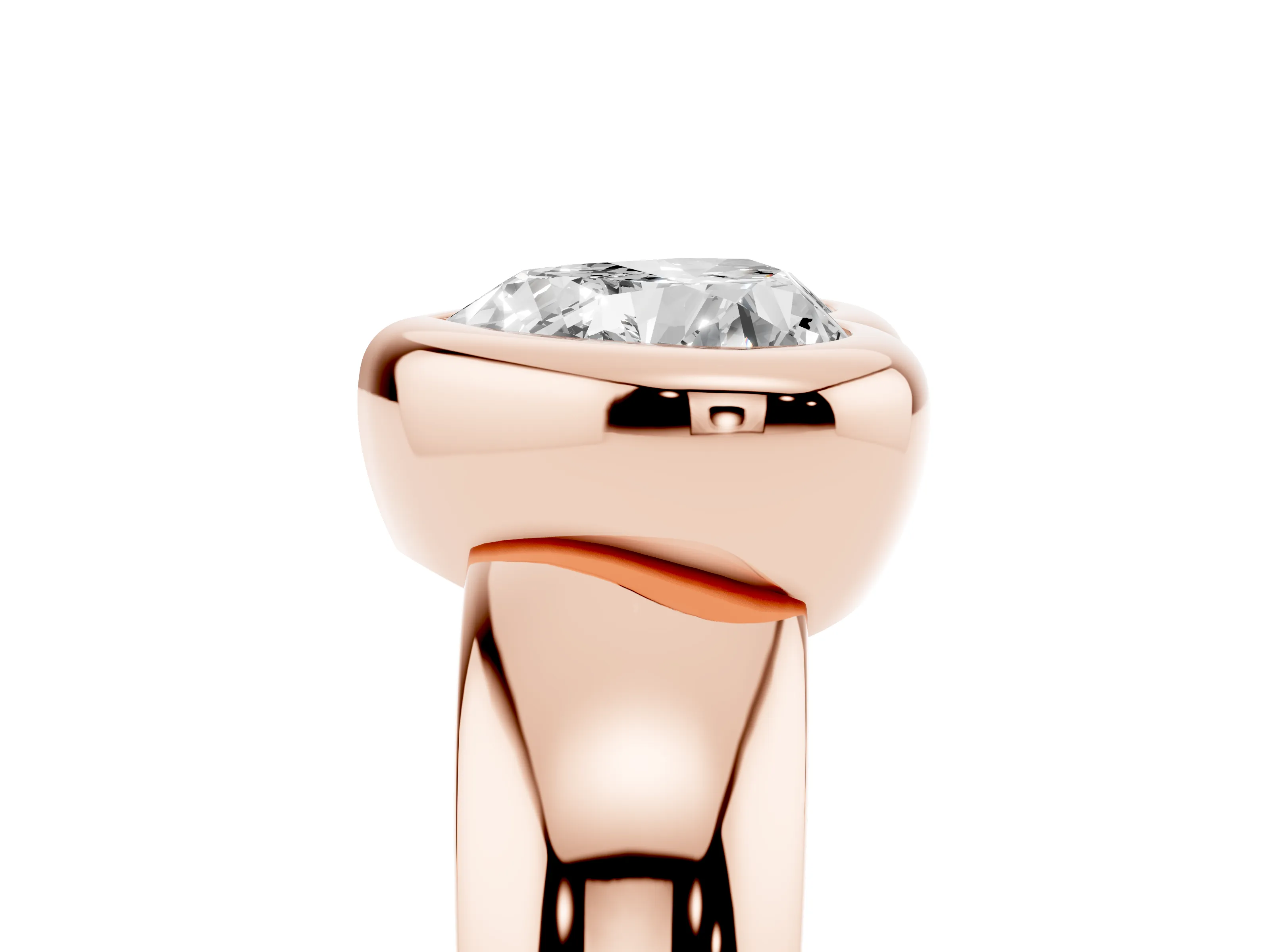 Bezel Set Heart Cut Diamond Solitaire Ring Set in Rose gold with Wide Band