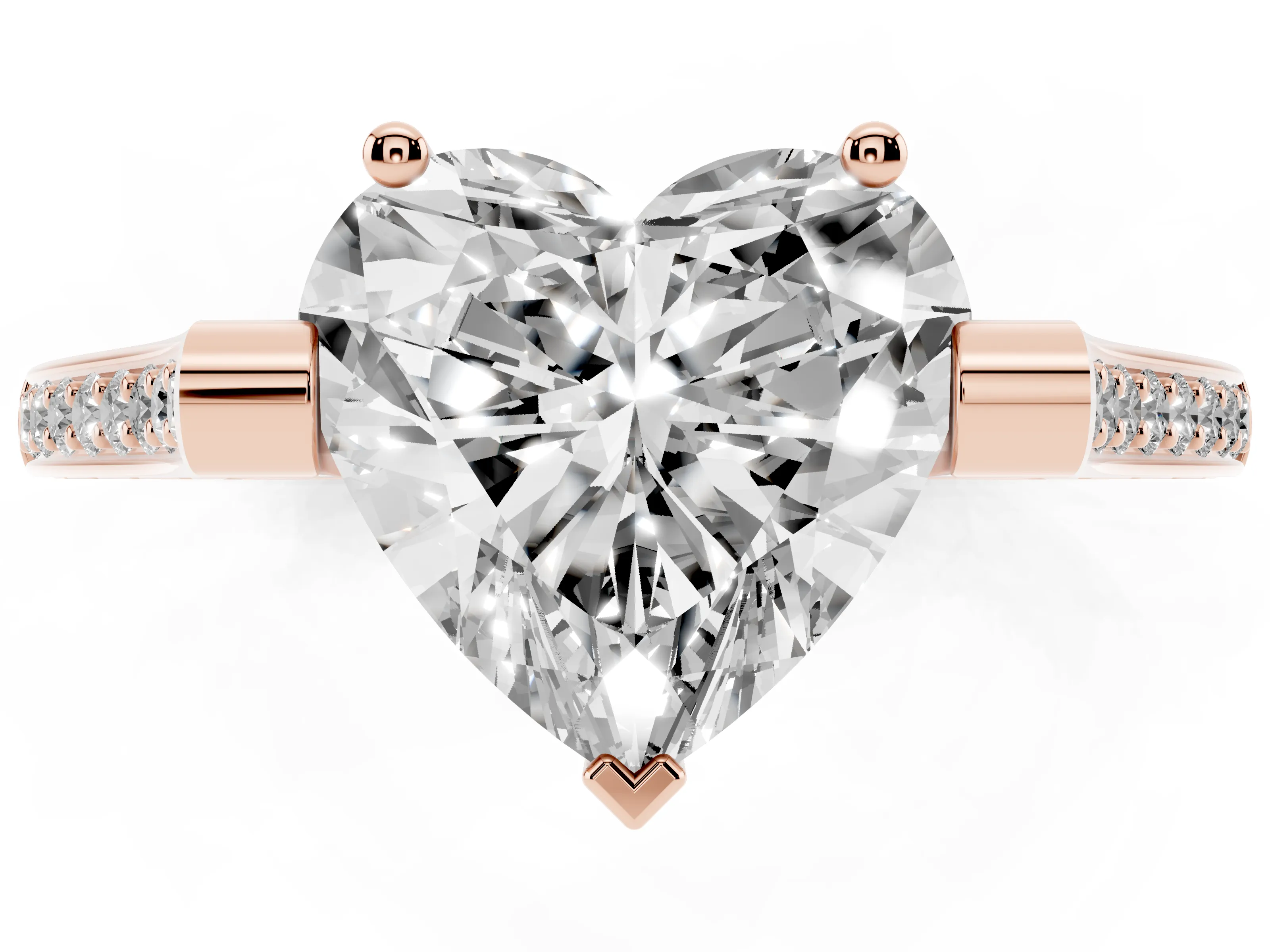 Heart Cut Diamond Solitaire Ring Set in Rose gold with Channel Set Band and Bezel Prong Setting