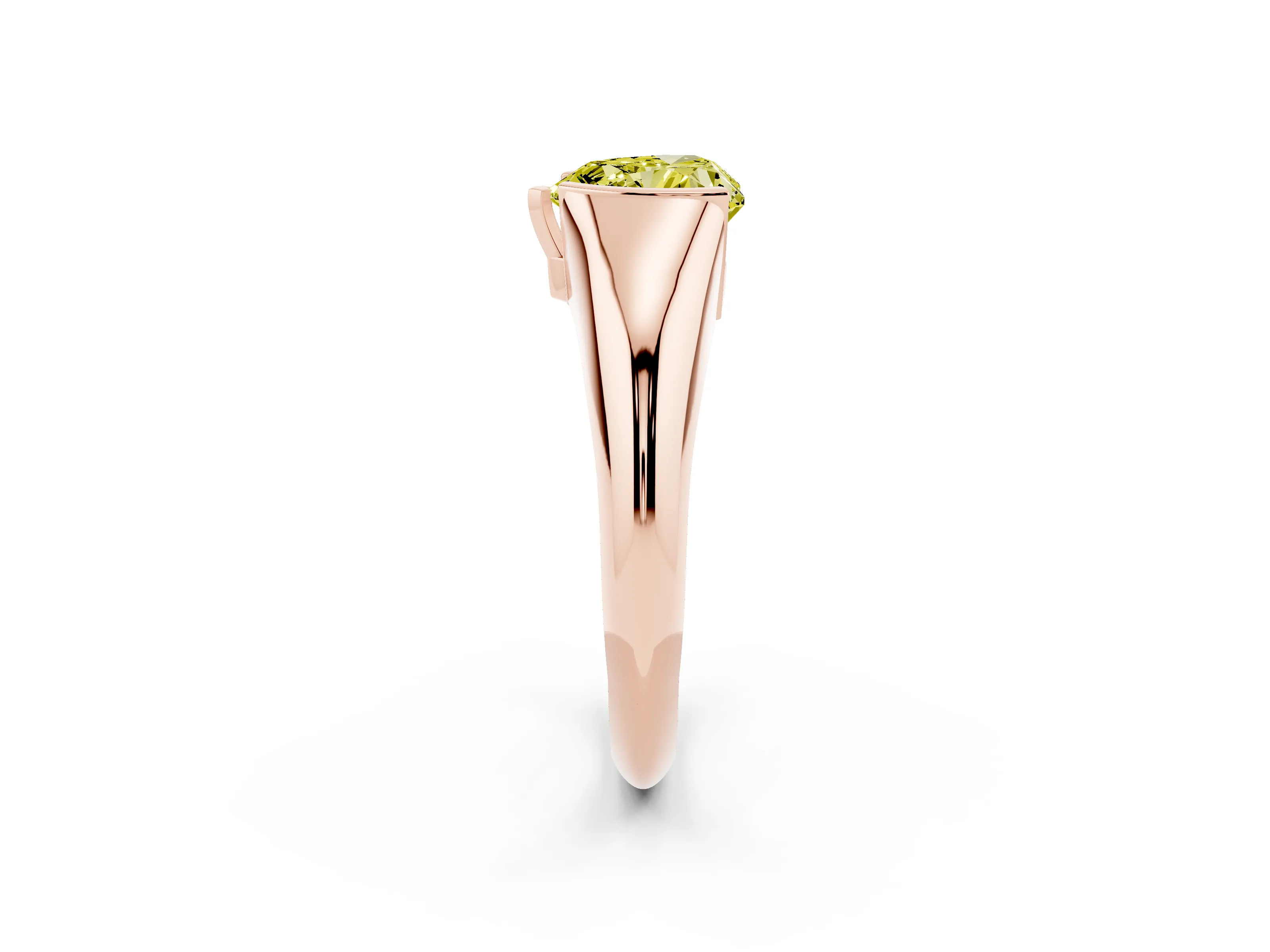 Fancy Yellow Heart Cut Diamond Solitaire Tension Set Ring Set in Rose gold