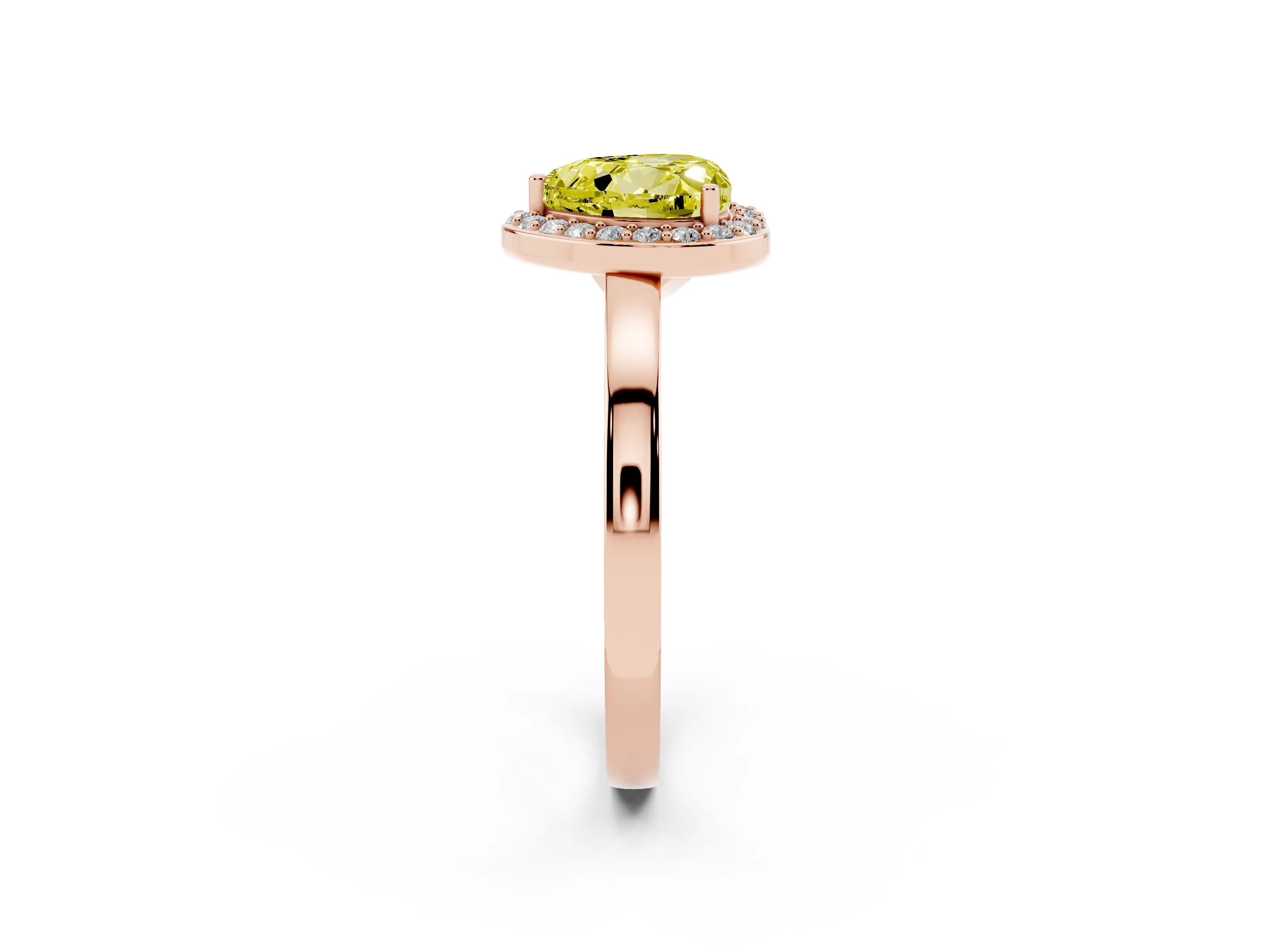 Fancy Yellow Heart Cut Diamond Halo Ring Set in Rose gold with Solitaire Band and Prong Setting