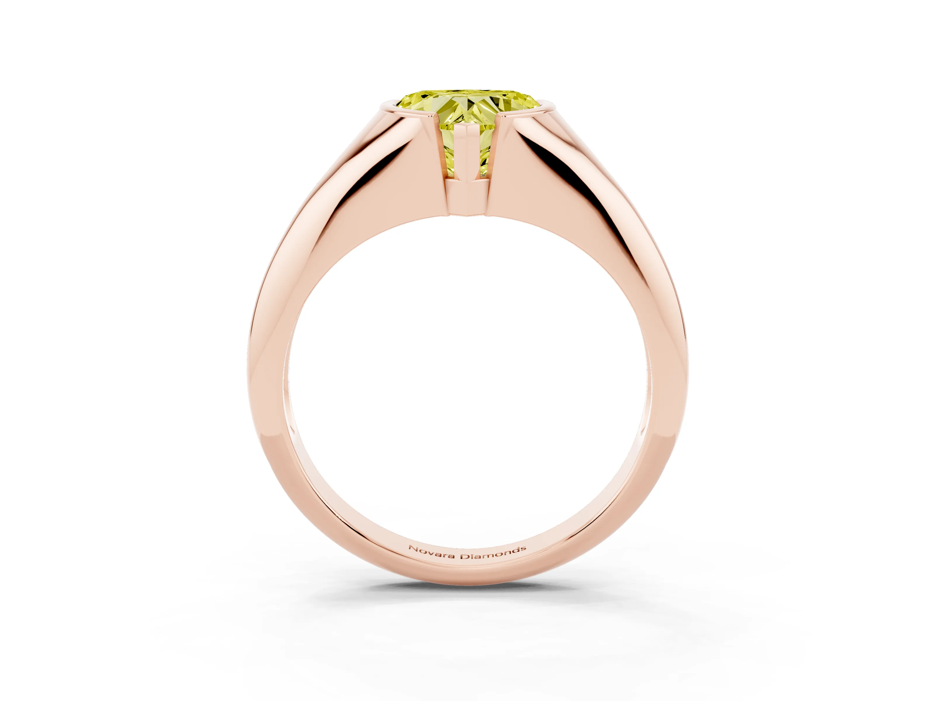 Fancy Yellow Heart Cut Diamond Solitaire Tension Set Ring Set in Rose gold