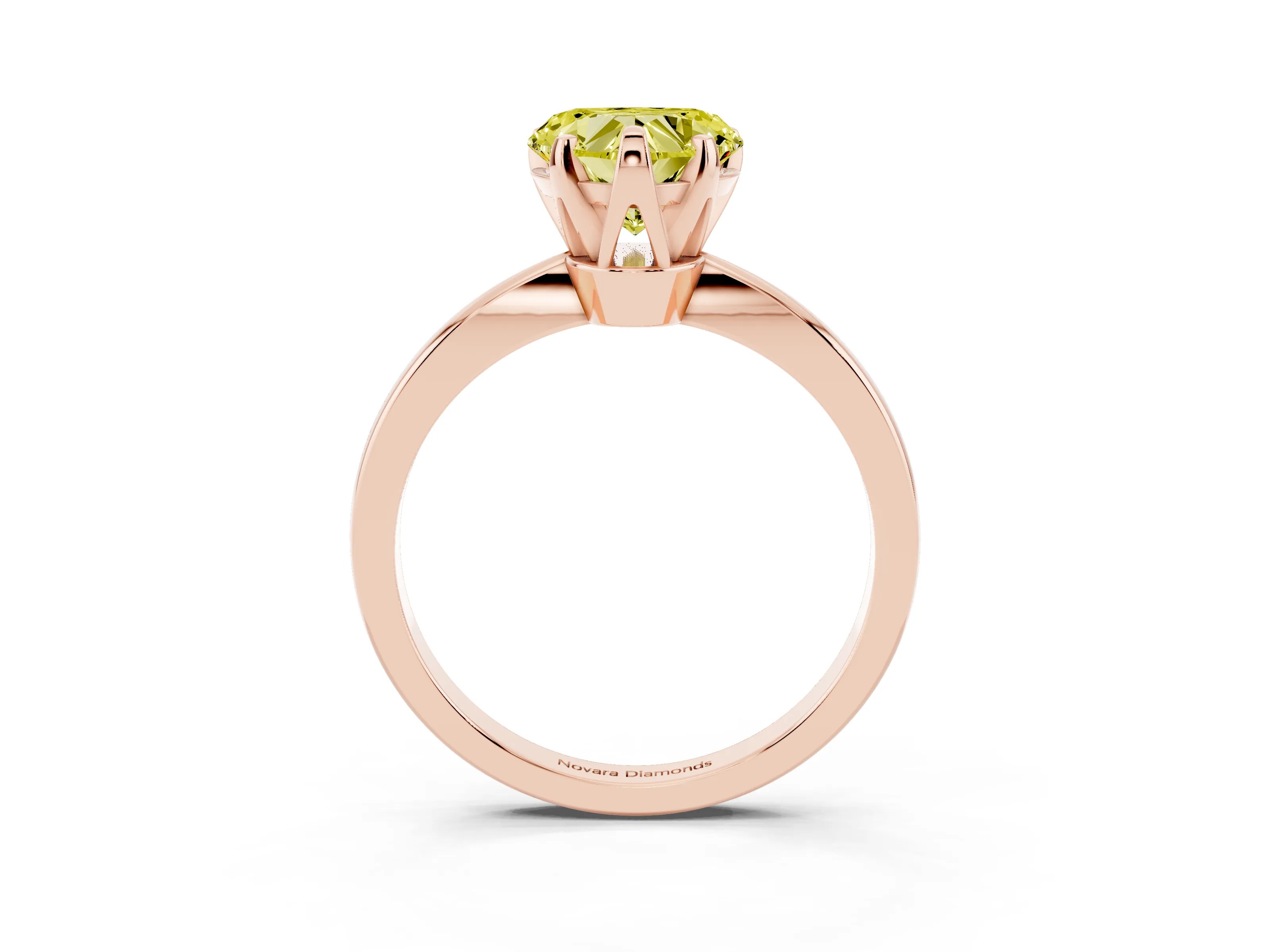 Fancy Yellow Heart Cut Diamond Solitaire Engagement Ring Set in Rose gold with Slim Tapered Solitaire Band