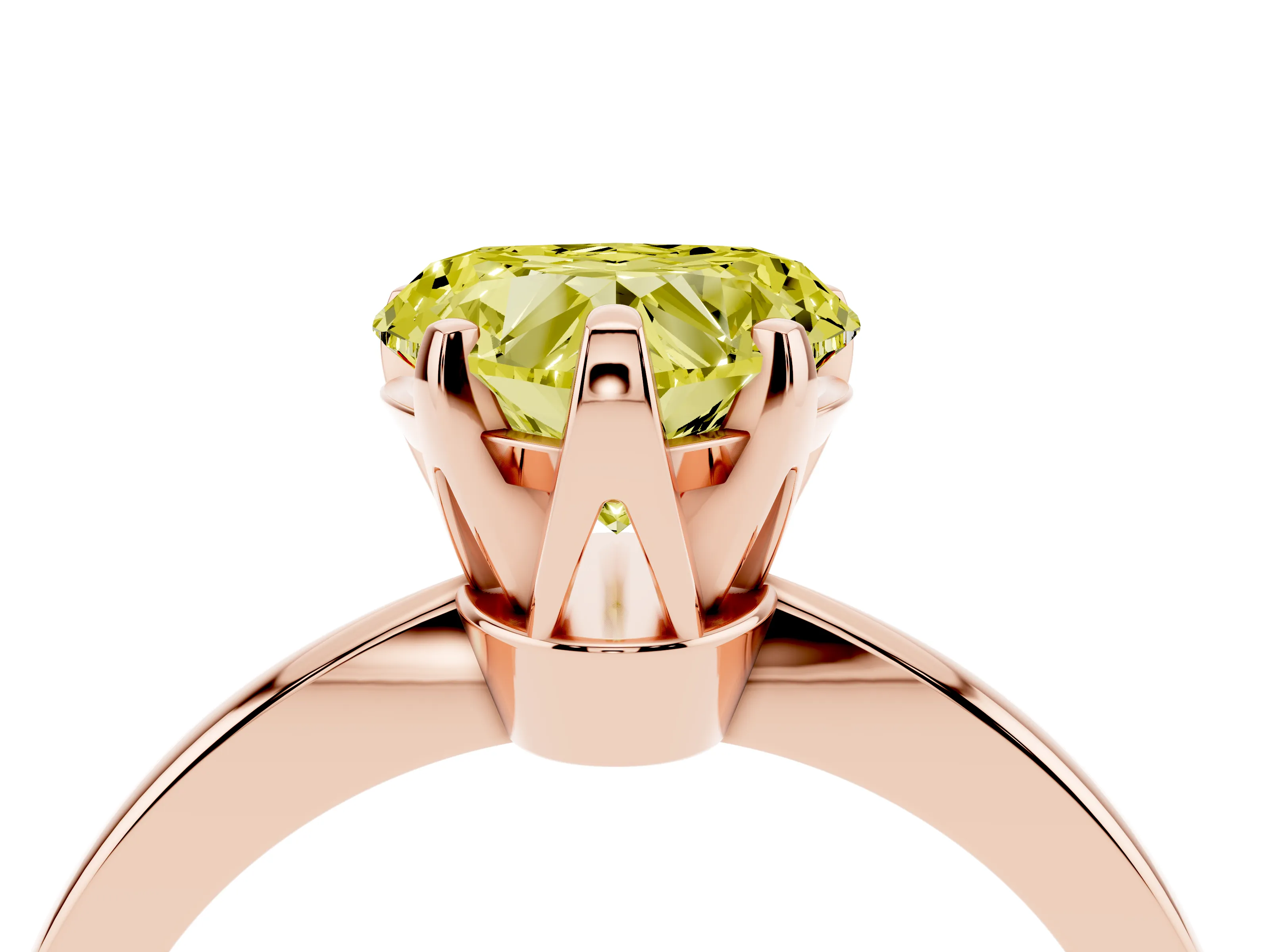 Fancy Yellow Heart Cut Diamond Solitaire Engagement Ring Set in Rose gold with Slim Tapered Solitaire Band