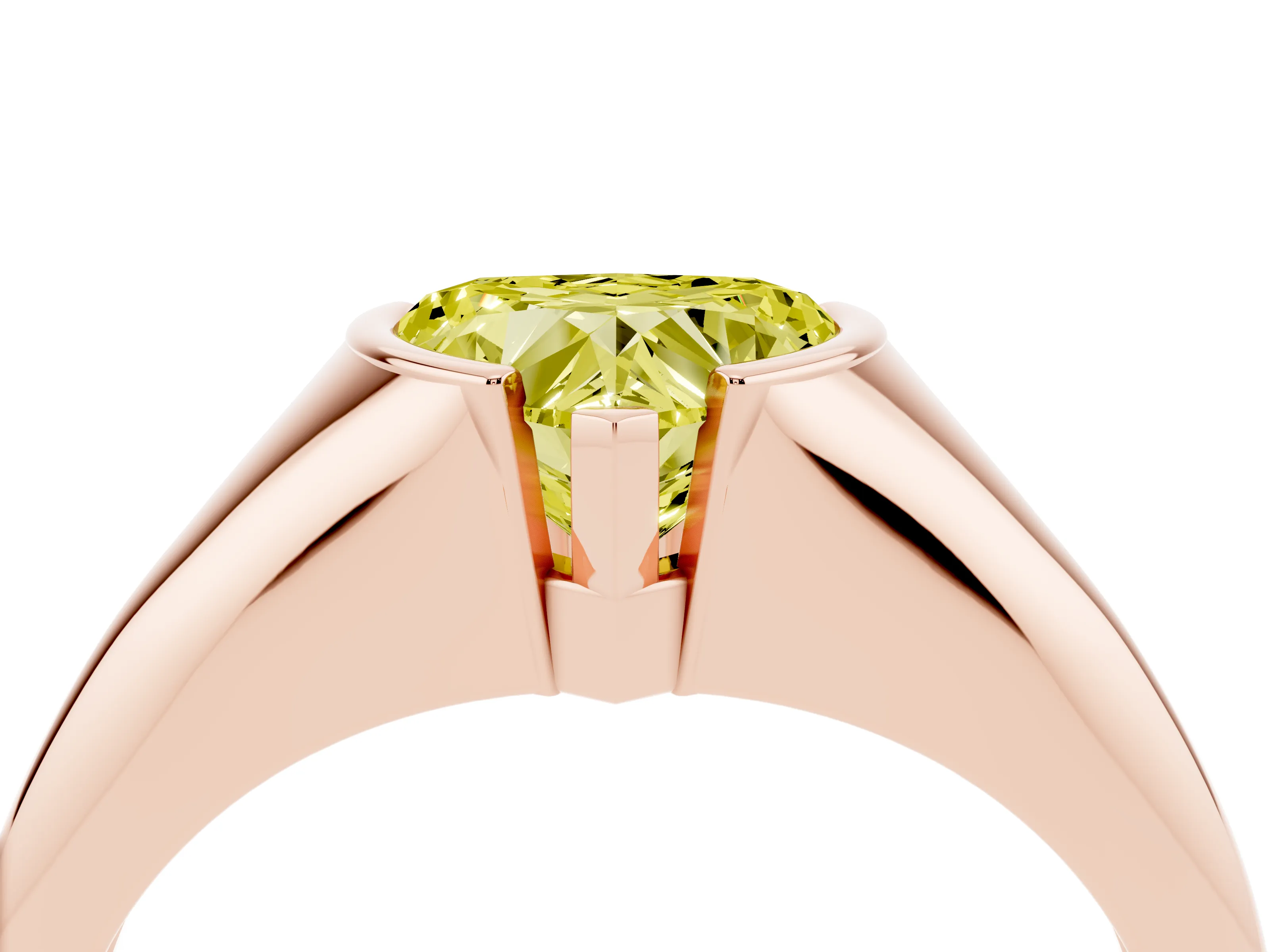 Fancy Yellow Heart Cut Diamond Solitaire Tension Set Ring Set in Rose gold