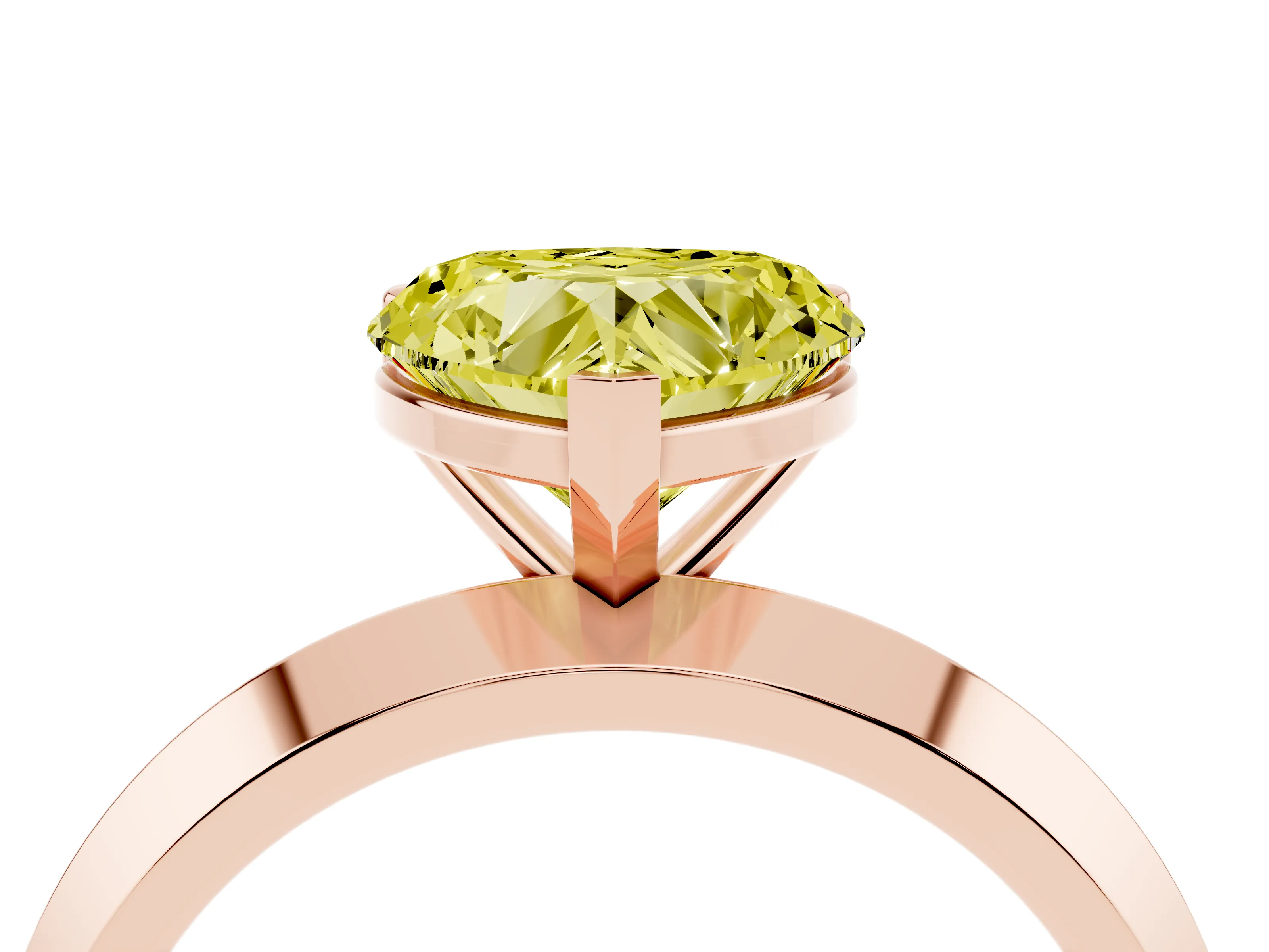 Fancy Yellow Heart Cut Diamond Solitaire Engagement Ring Set in Rose gold with Flat Band and Prong Setting