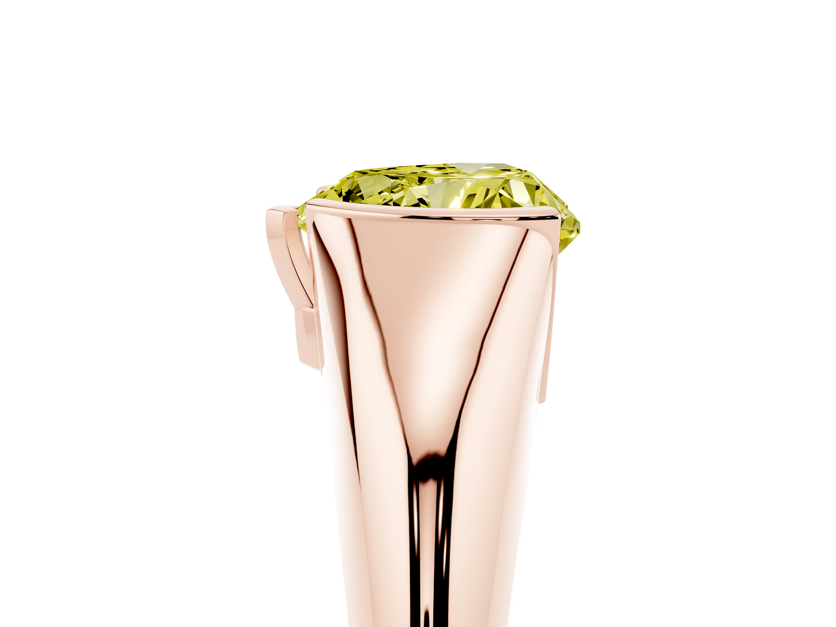 Fancy Yellow Heart Cut Diamond Solitaire Tension Set Ring Set in Rose gold