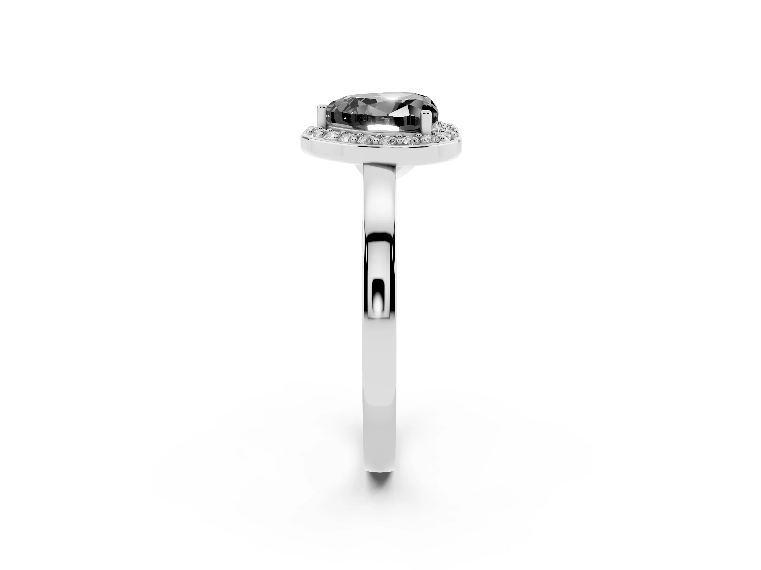 Fancy Black Heart Cut Diamond Halo Ring Set in Silver with Solitaire Band and Prong Setting
