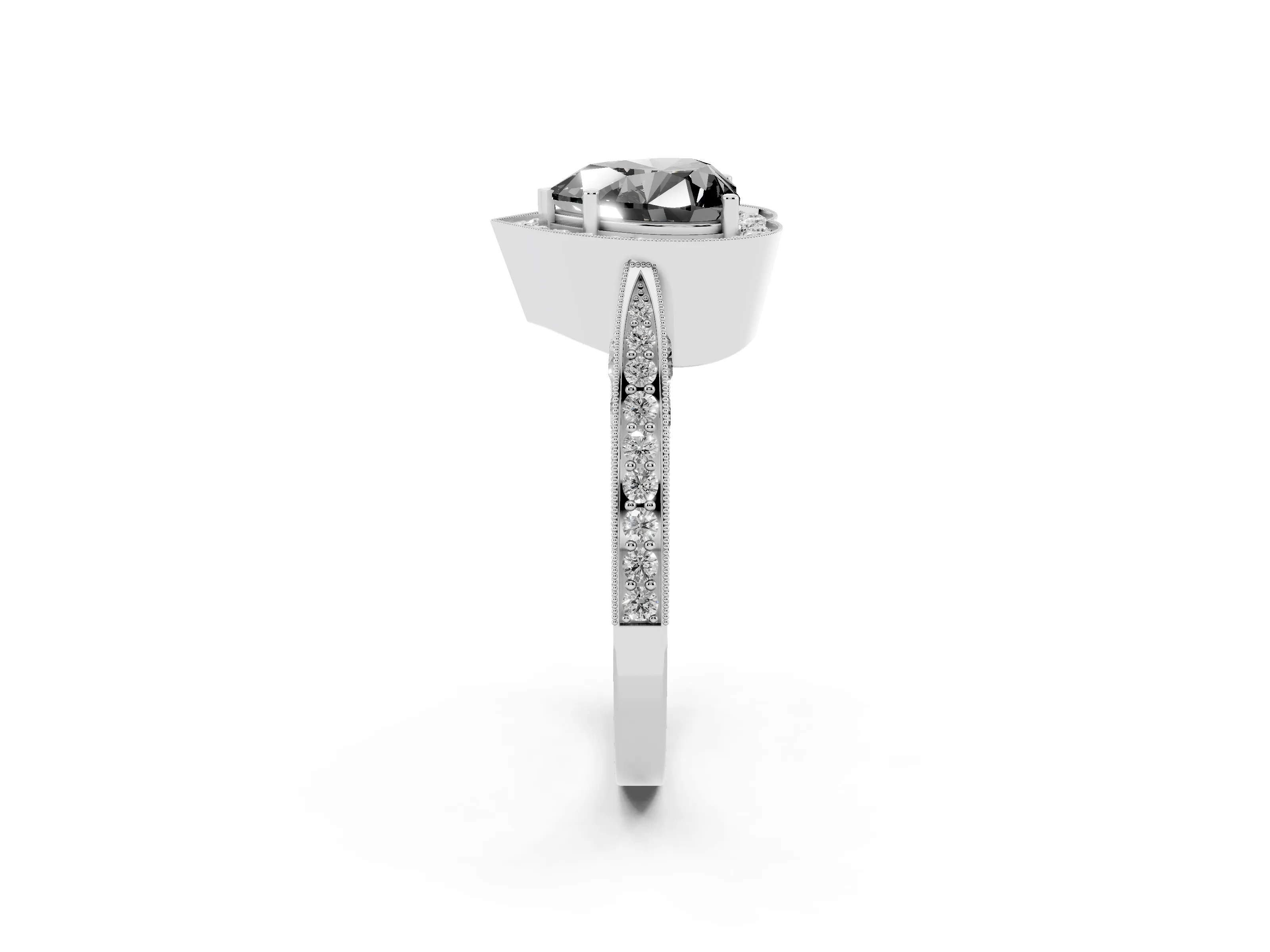 Fancy Black Heart Cut Diamond Halo Engagement Ring Set in Silver with Accent Split Shank Band