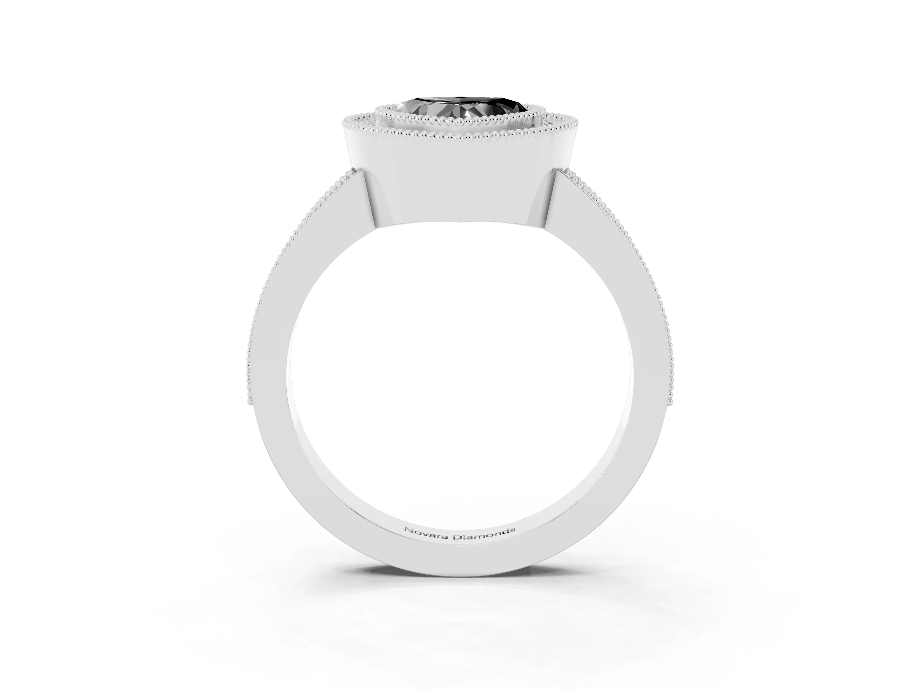 Fancy Black Heart Cut Diamond Halo Engagement Ring Set in Platinum with Pavé Band and Round Halo Stones