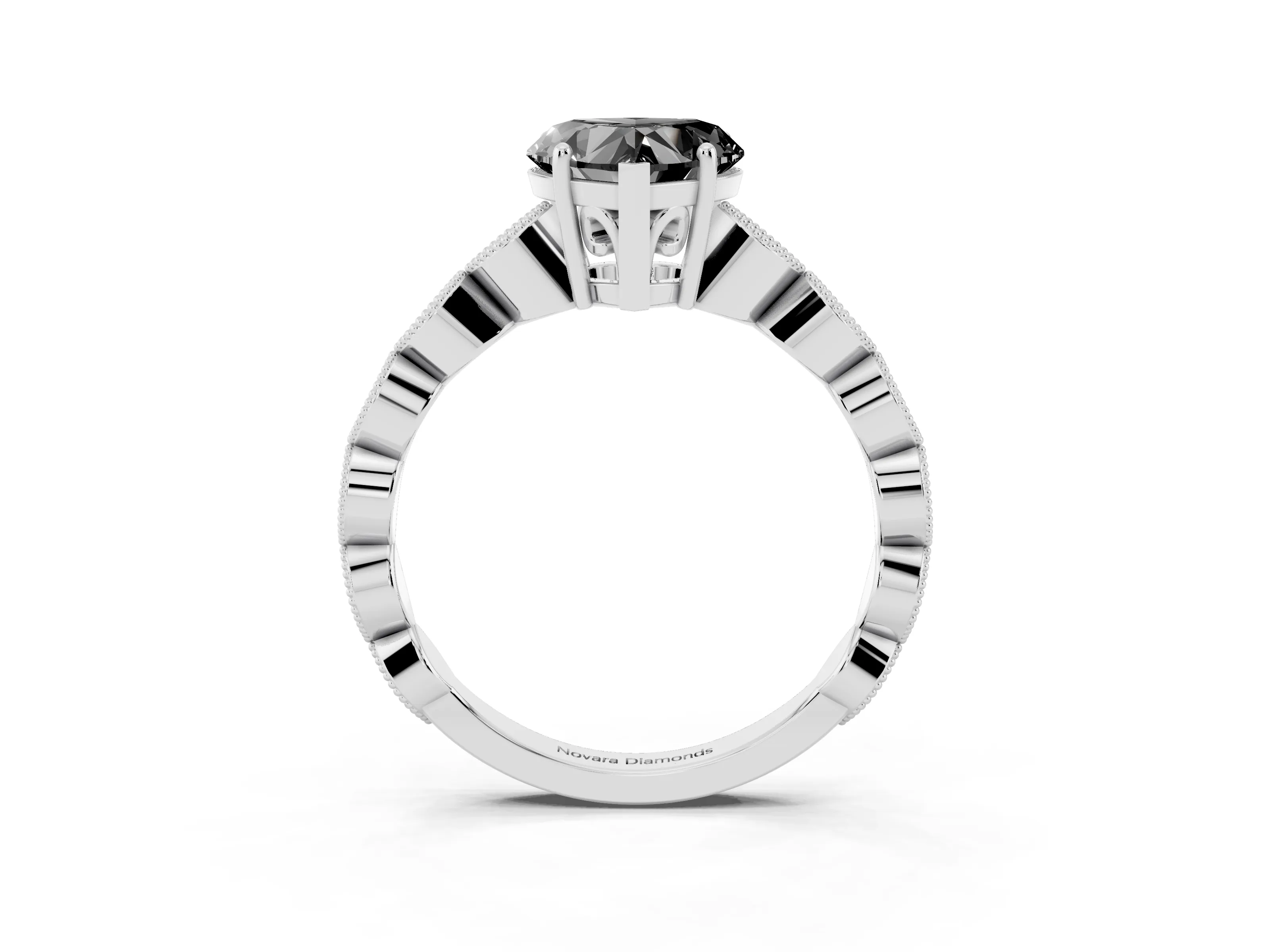 Fancy Black Heart Cut Diamond Solitaire Ring Set in Silver with Infinity Twist Pavé Band