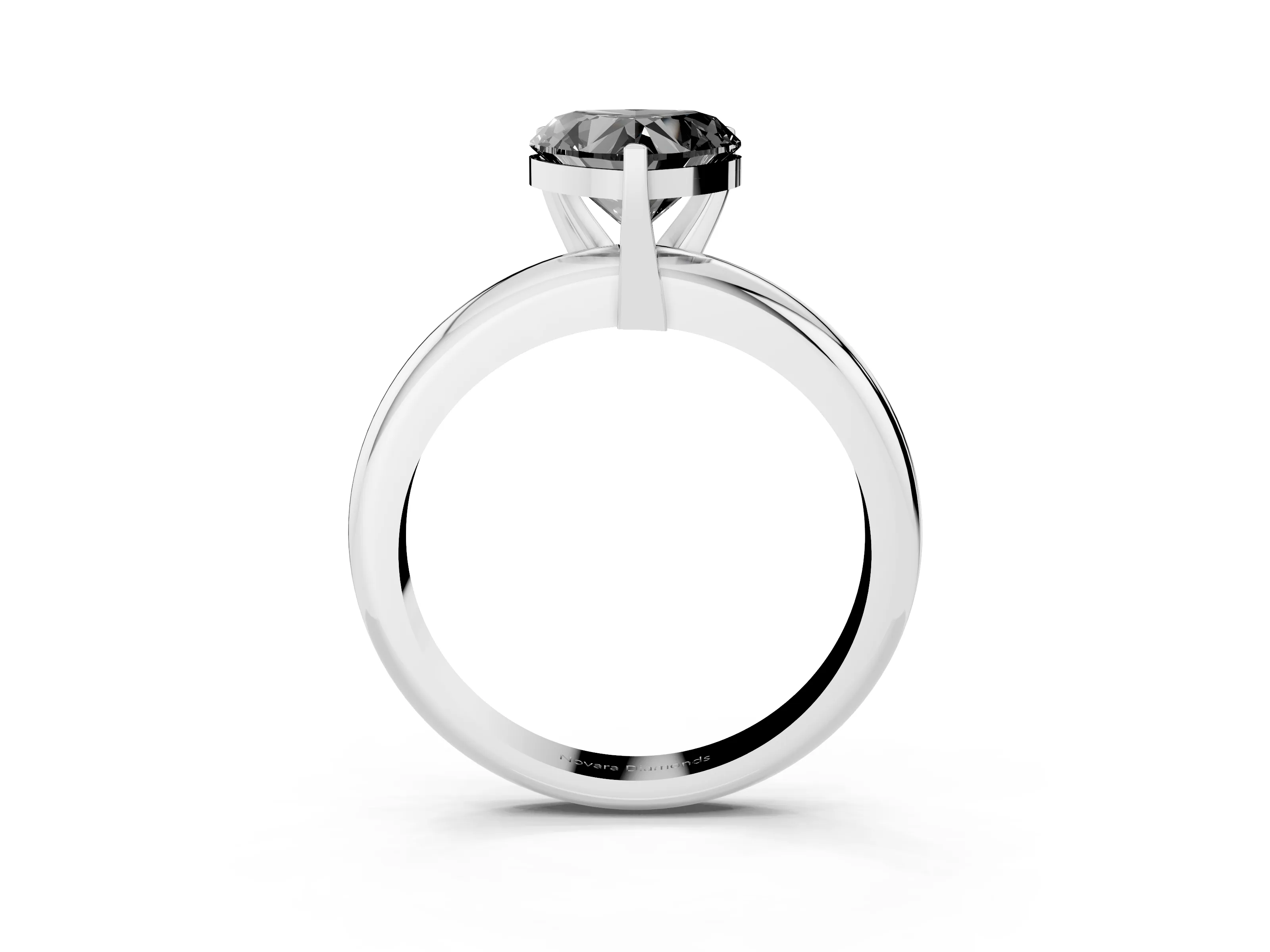 Fancy Black Heart Cut Diamond Solitaire Engagement Ring Set in White gold with Round Band and Prong Setting