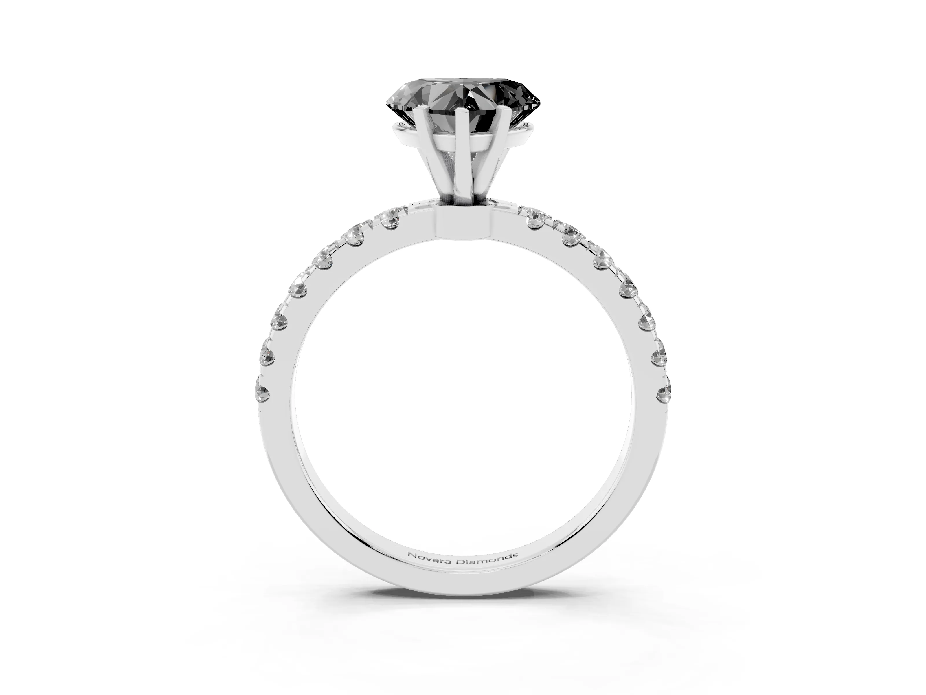 Fancy Black Heart Cut Diamond Solitaire Ring Set in Platinum with Pavé Accents and Prong Setting