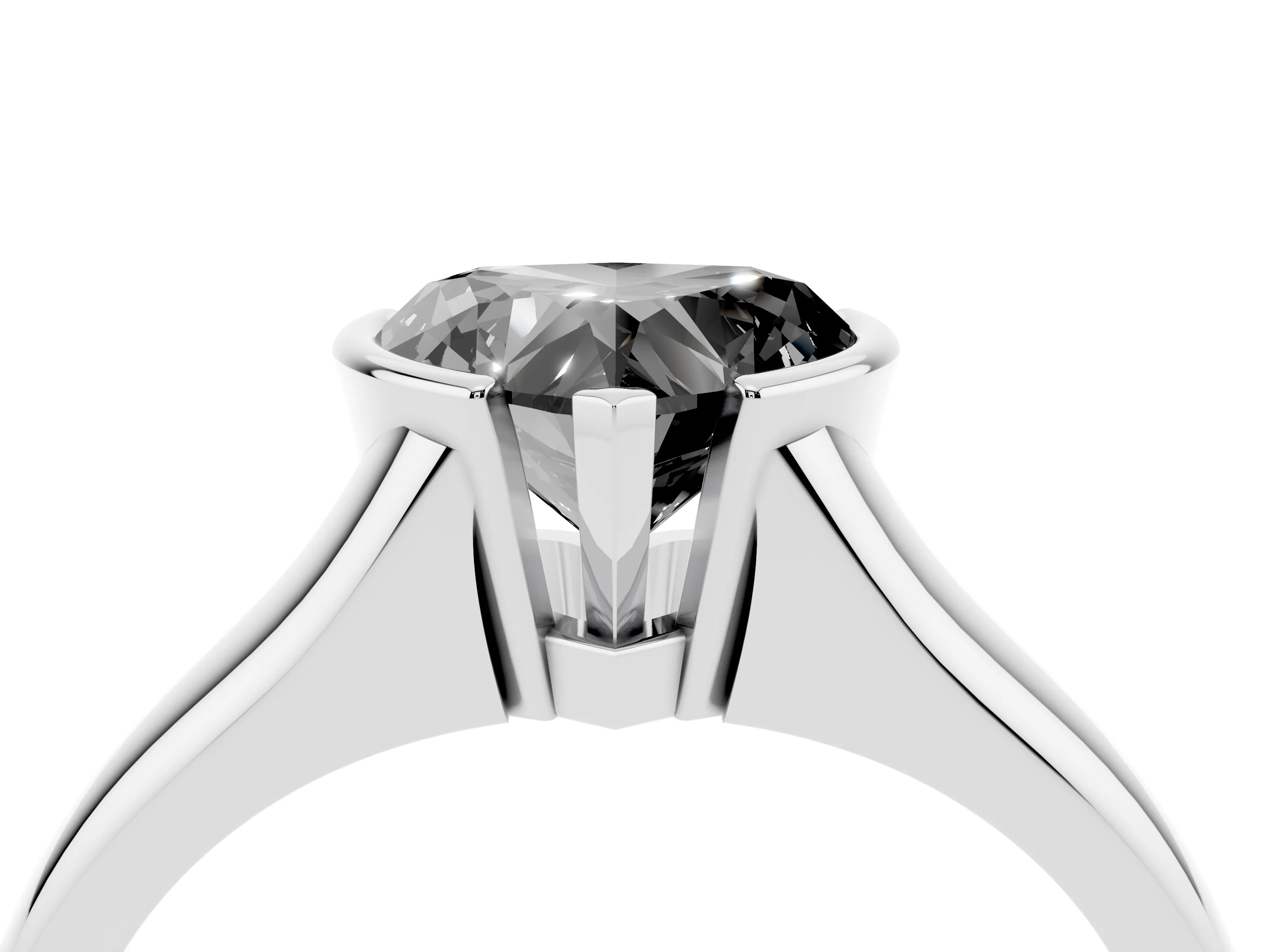 Fancy Black Heart Cut Diamond Solitaire Tension Set Ring Set in Silver with Split Shank Band