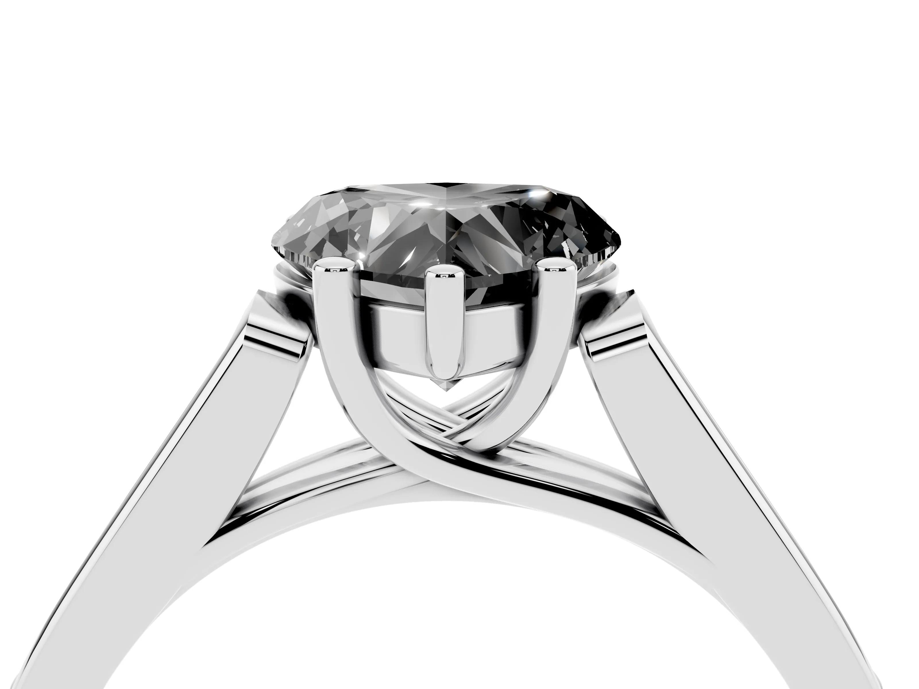 Fancy Black Heart Cut Diamond Solitaire Cathedral Engagement Ring Set in White gold with Channel-Set Band and Prong Setting