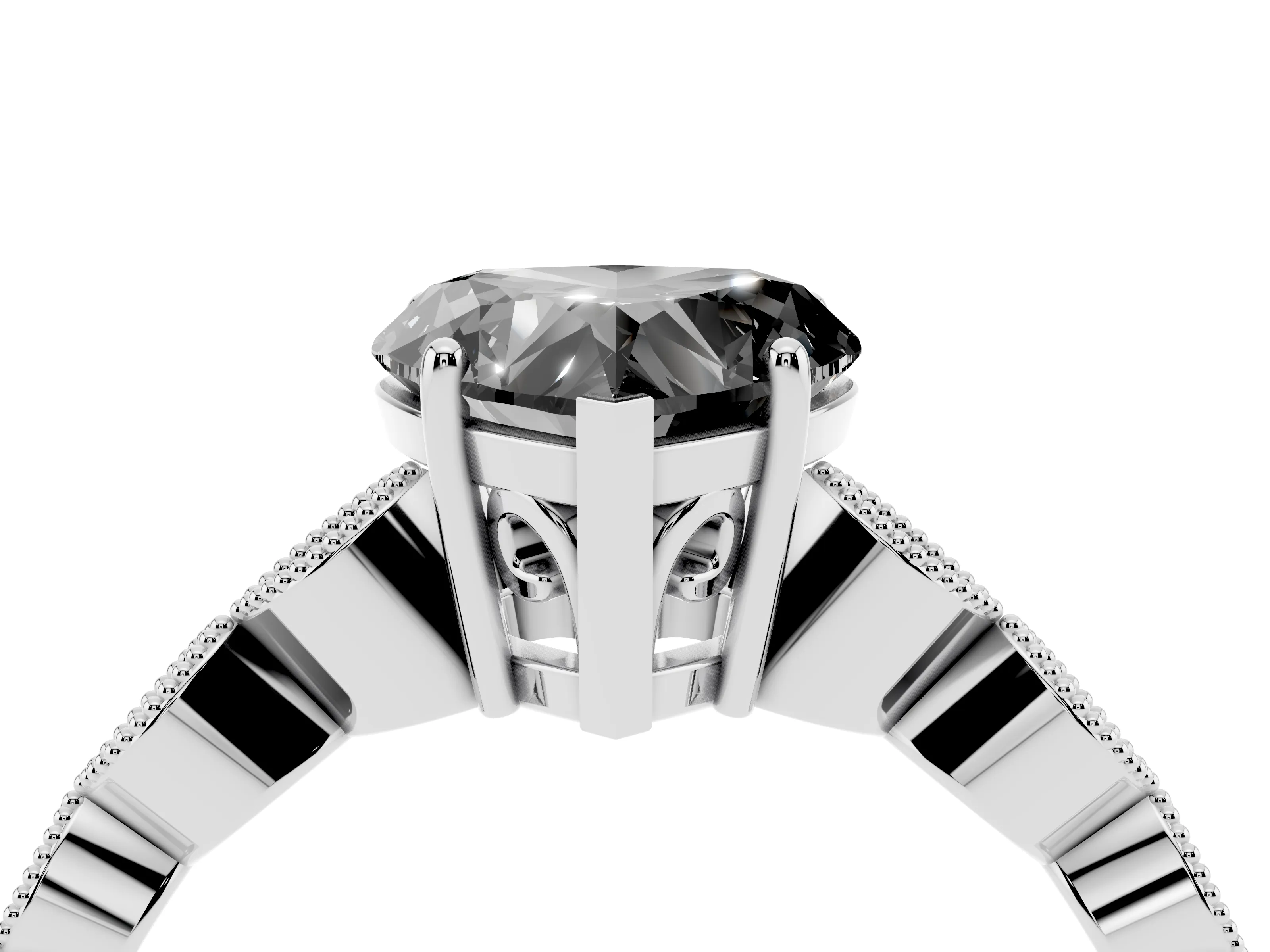 Fancy Black Heart Cut Diamond Solitaire Ring Set in Silver with Infinity Twist Pavé Band