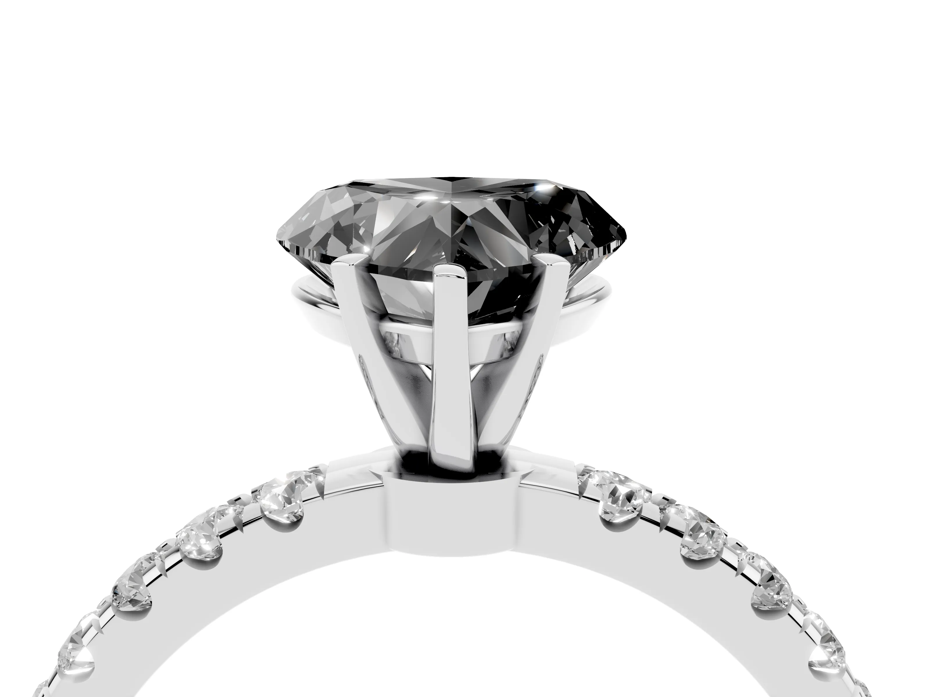 Fancy Black Heart Cut Diamond Solitaire Ring Set in Platinum with Pavé Accents and Prong Setting