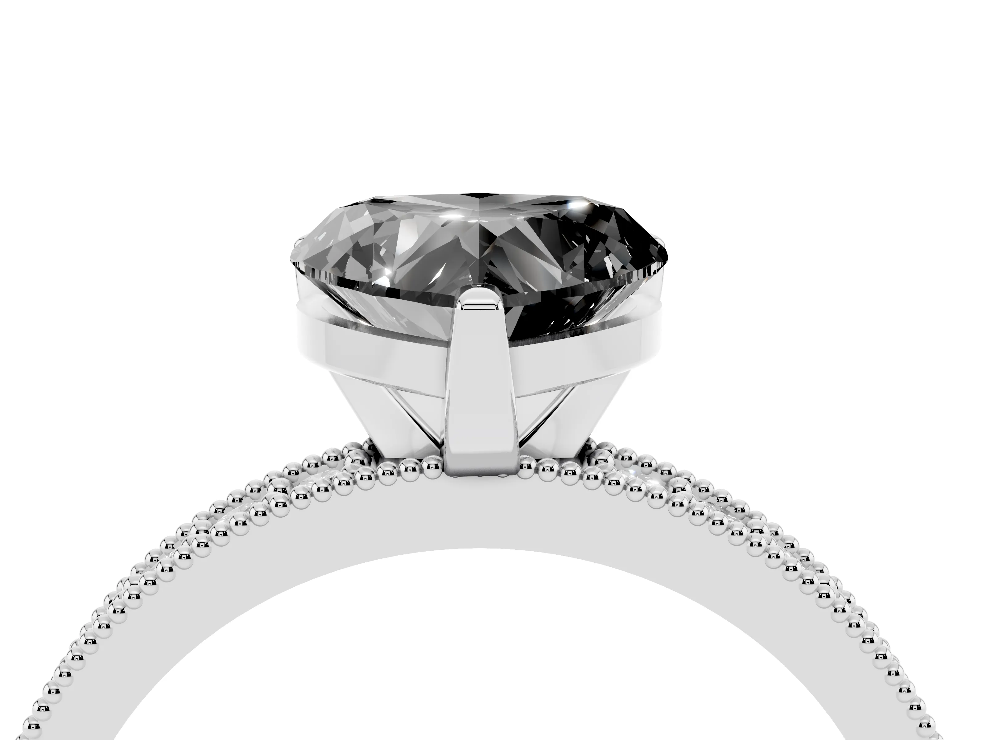 Fancy Black Heart Cut Diamond Milgrain Pavé Engagement Ring Set in Silver with Prong Setting