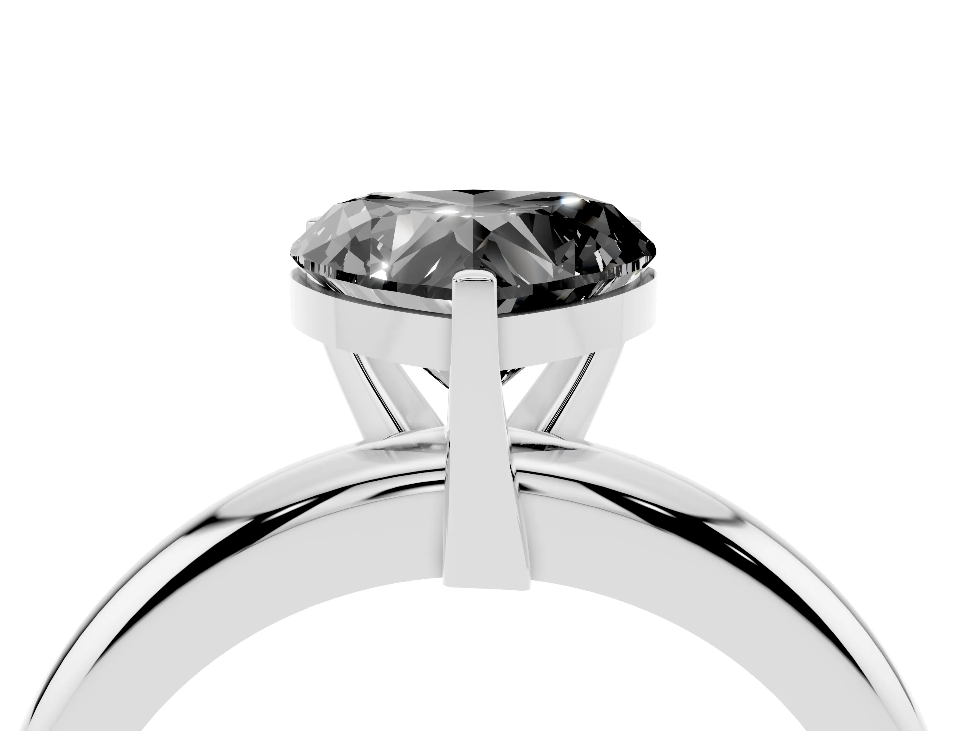Fancy Black Heart Cut Diamond Solitaire Engagement Ring Set in White gold with Round Band and Prong Setting