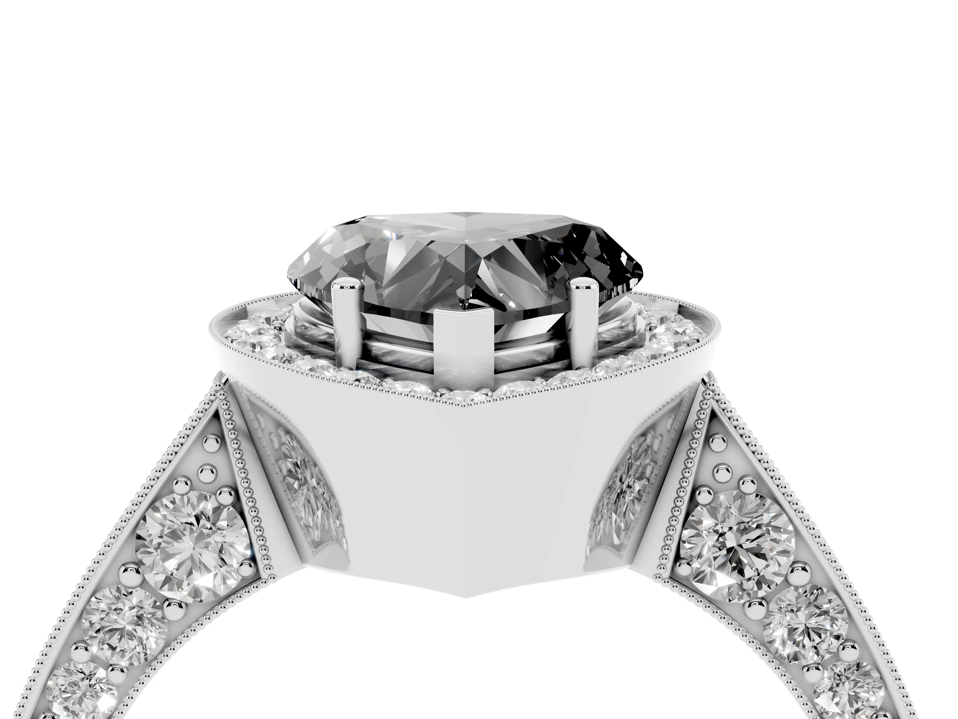 Fancy Black Heart Cut Diamond Halo Engagement Ring Set in Silver with Accent Split Shank Band
