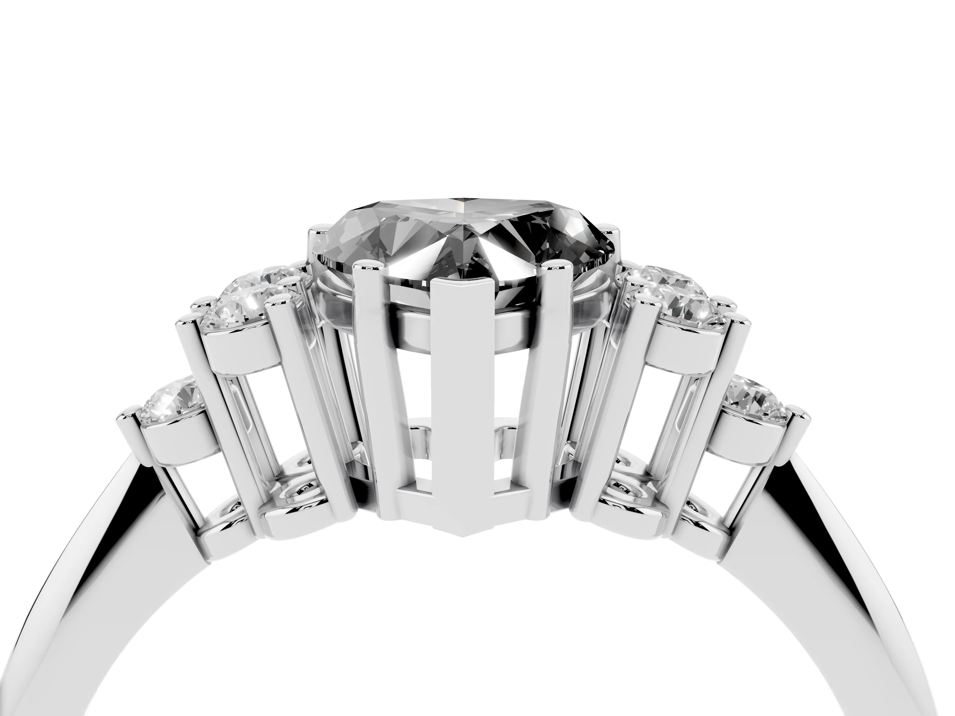 Fancy Black Heart Cut Diamond Cluster Ring Set in Silver with Plain Band and Prong Setting