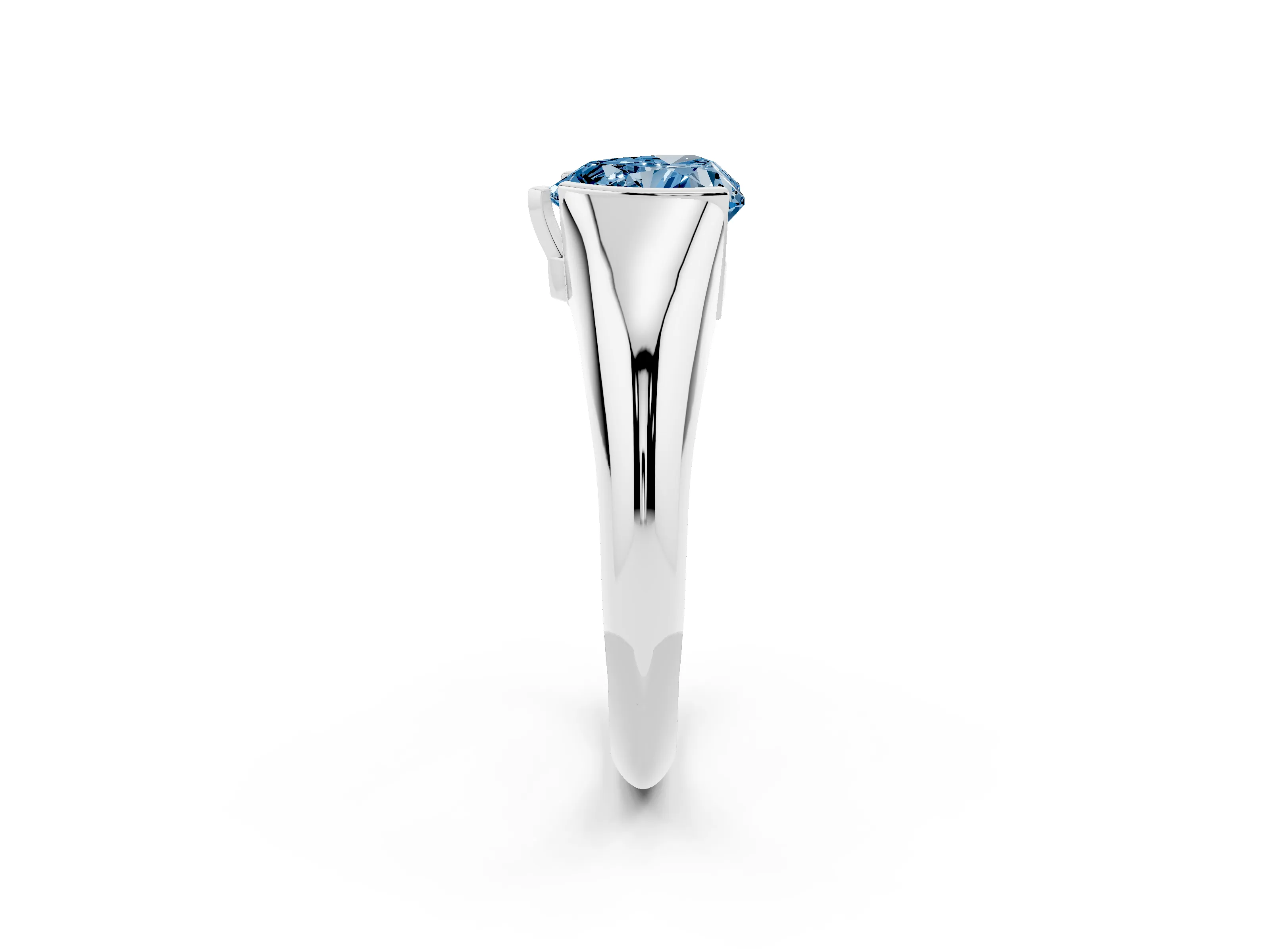 Fancy Blue Heart Cut Diamond Solitaire Tension Set Ring Set in Silver