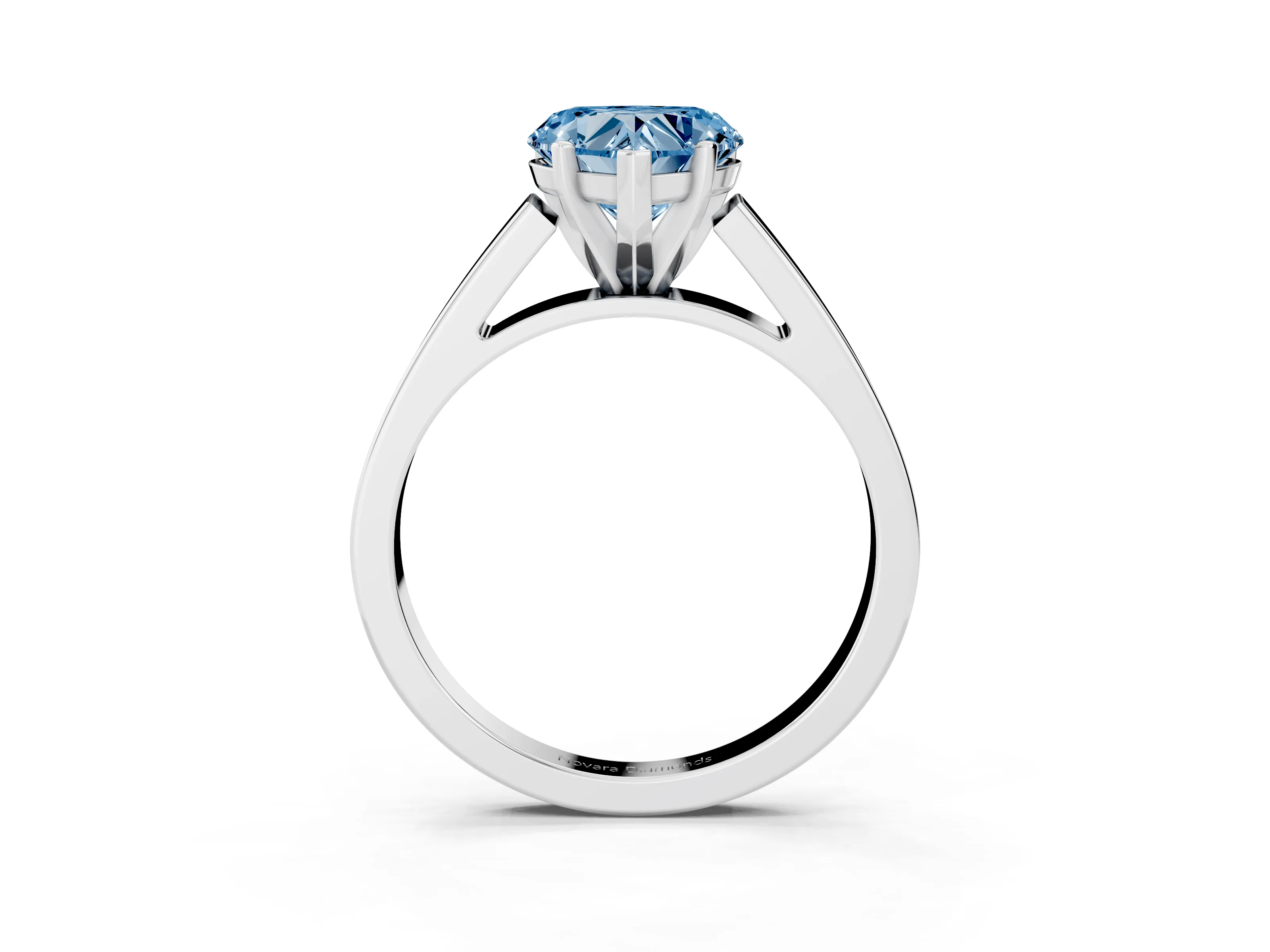 Fancy Blue Heart Cut Diamond Solitaire Engagement Ring Set in White gold with Prong Setting and Tapered Band
