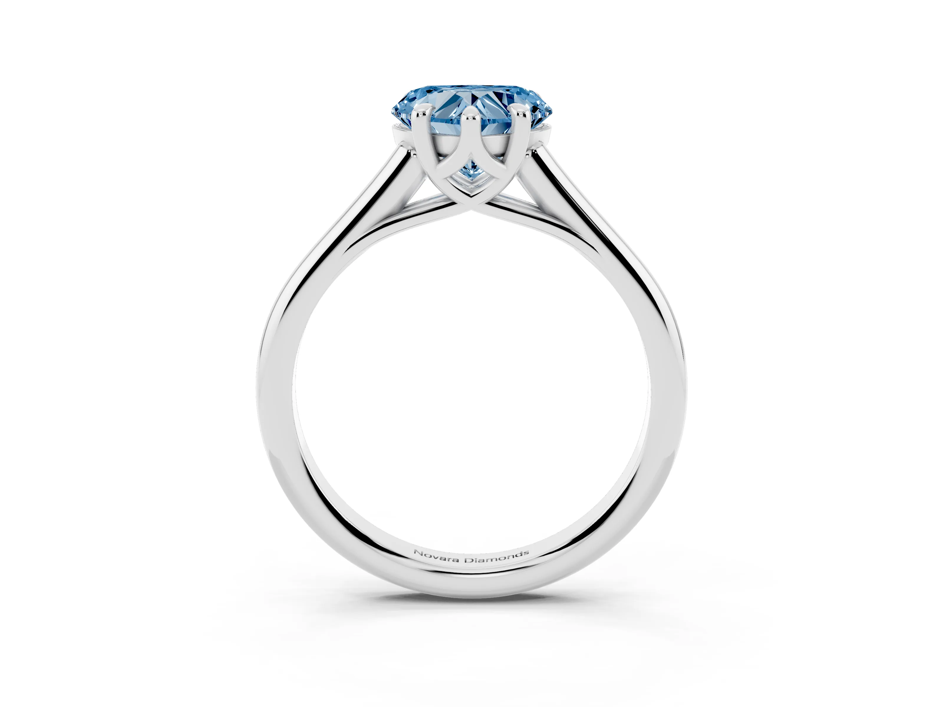 Fancy Blue Heart Cut Diamond Solitaire Engagement Ring Set in White gold with Prong Setting and Plain Classic Band