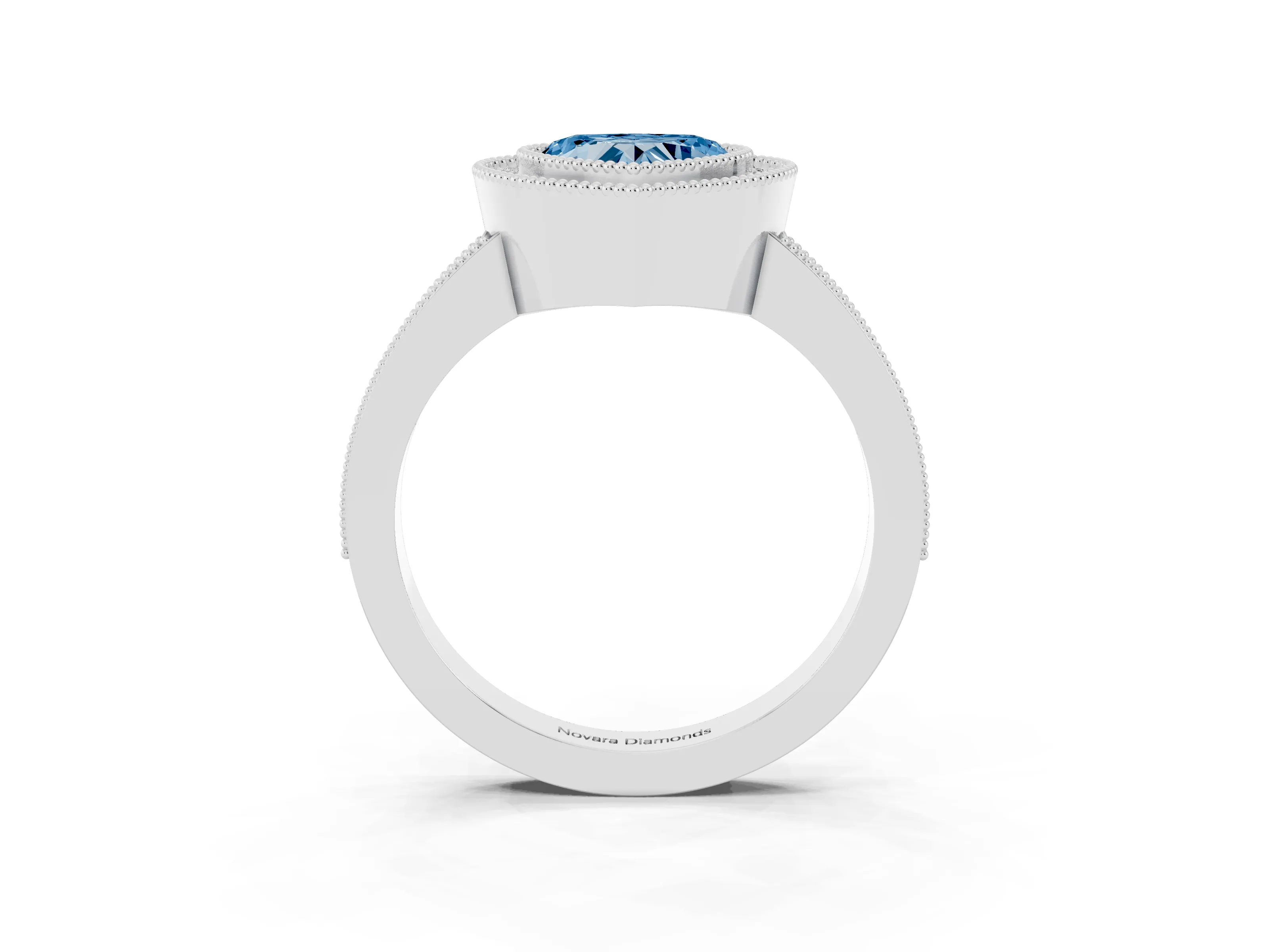 Fancy Blue Heart Cut Diamond Halo Engagement Ring Set in Platinum with Pavé Band and Round Halo Stones