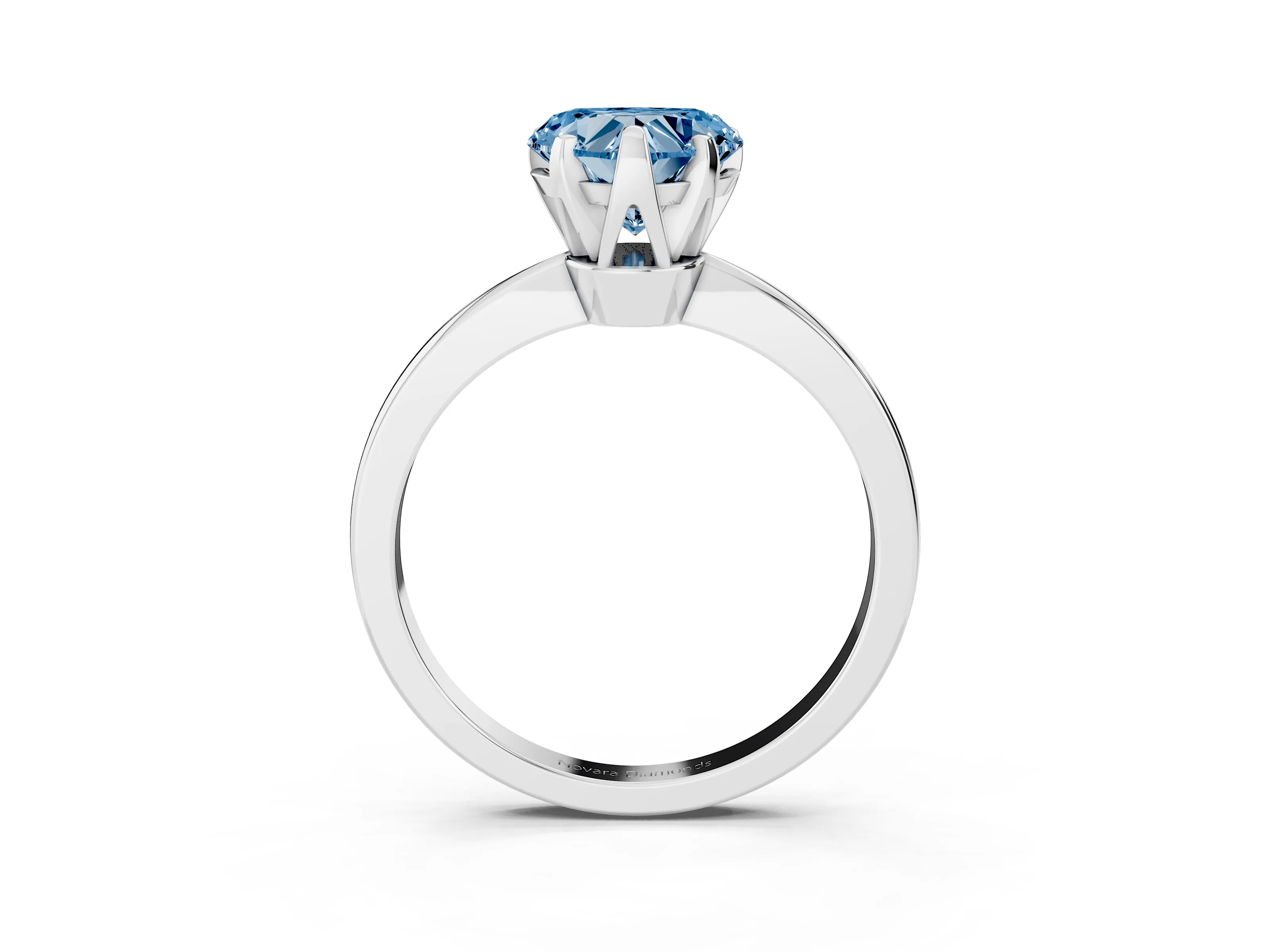 Fancy Blue Heart Cut Diamond Solitaire Engagement Ring Set in Silver with Slim Tapered Solitaire Band