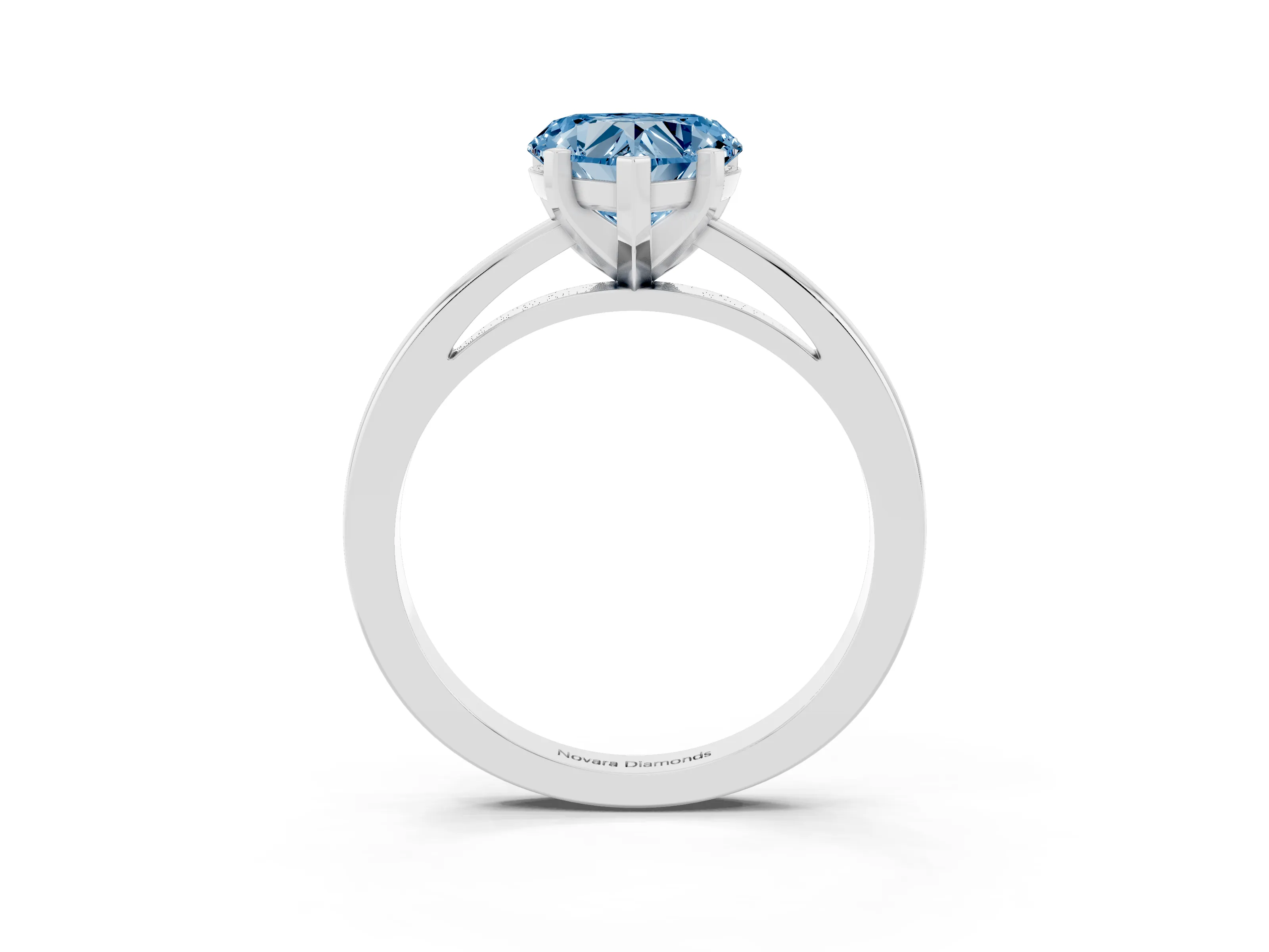 Fancy Blue Heart Cut Diamond Solitaire Engagement Ring Set in White gold with Prong Setting on a Classic Band