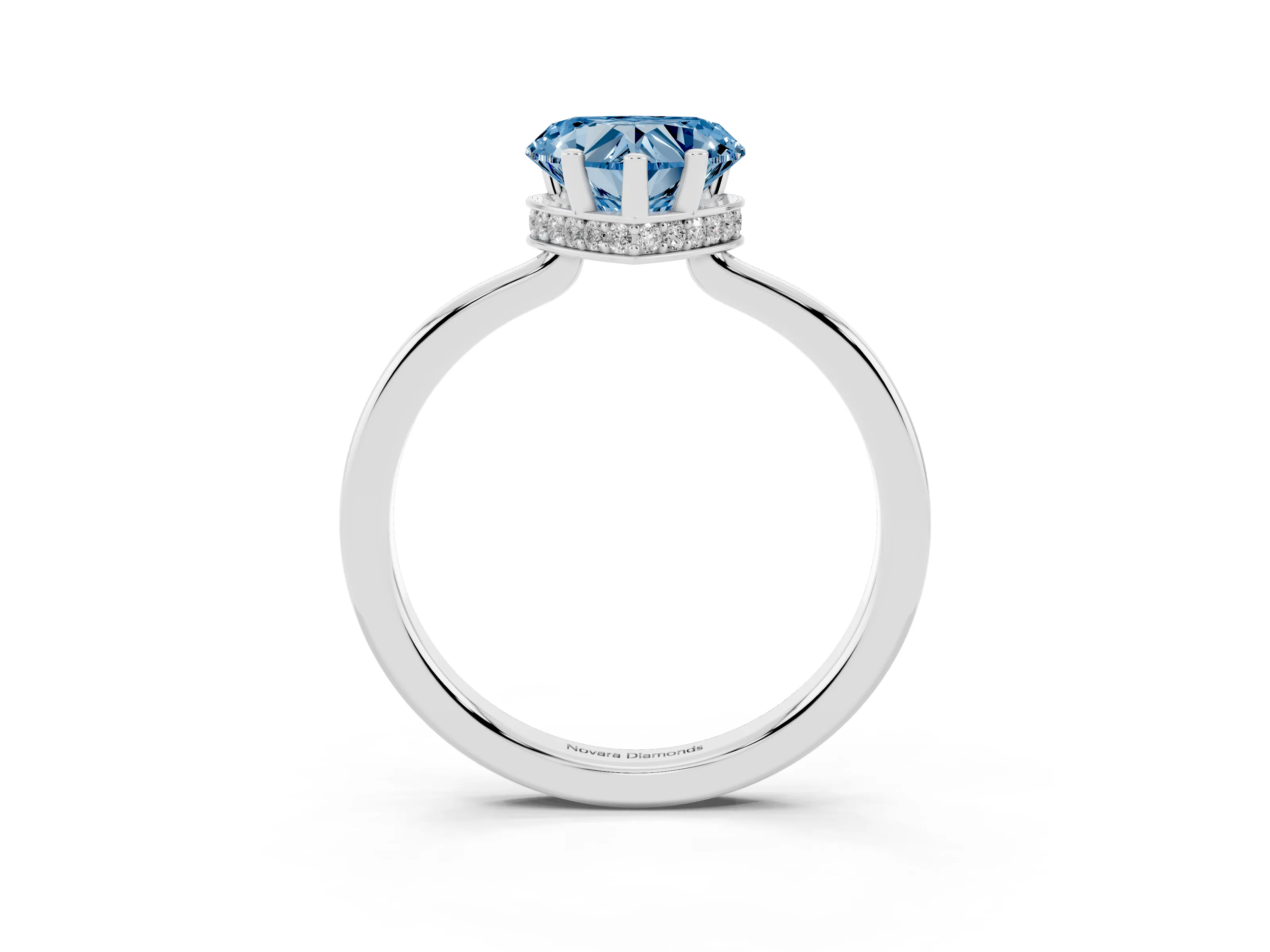 Fancy Blue Heart Cut Diamond Solitaire Engagement Ring Set in Platinum with Prong Setting on a Plain Band