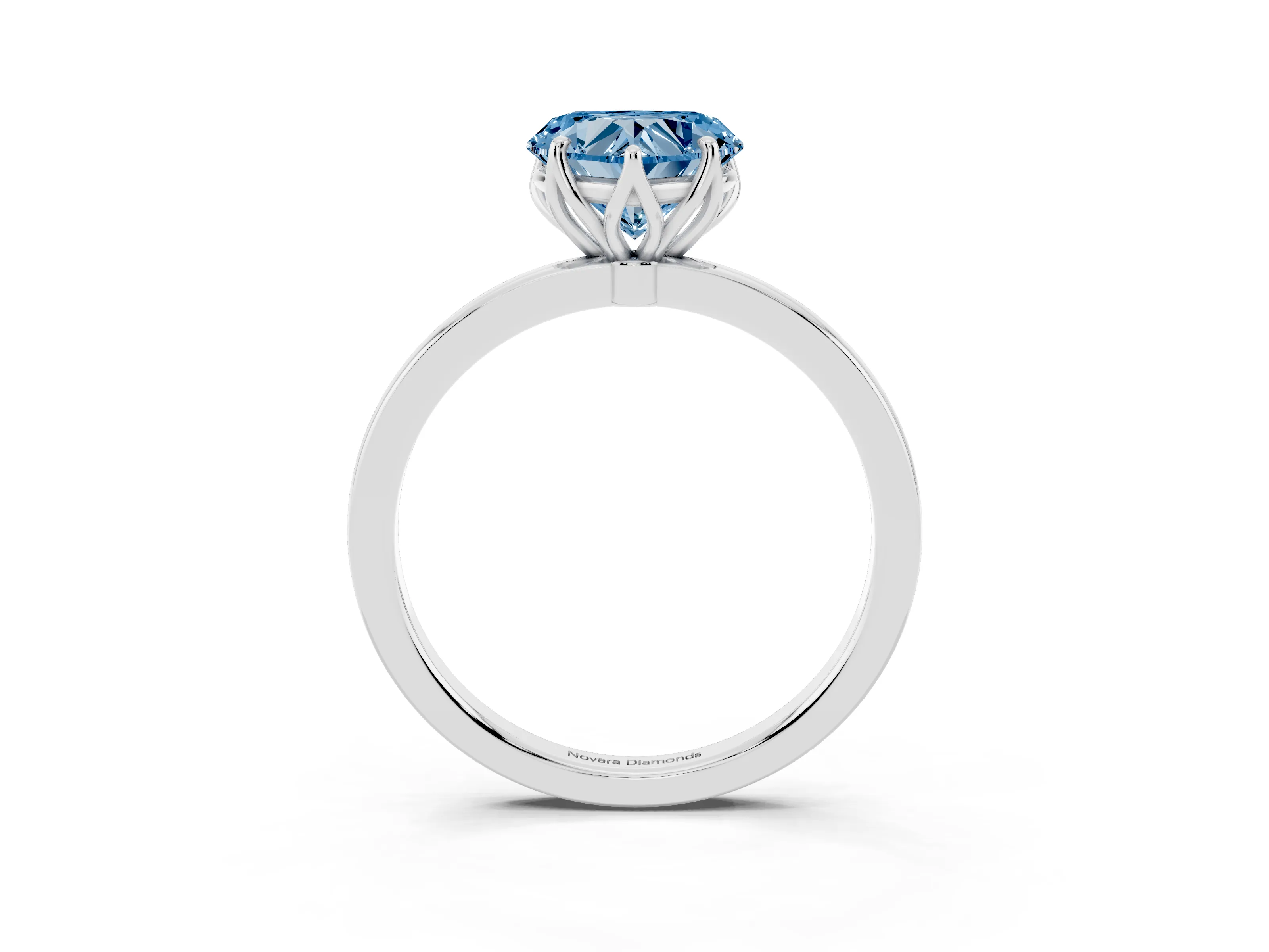 Fancy Blue Heart Cut Diamond Solitaire Ring Set in White gold with Prong Setting and Thin Polished Band