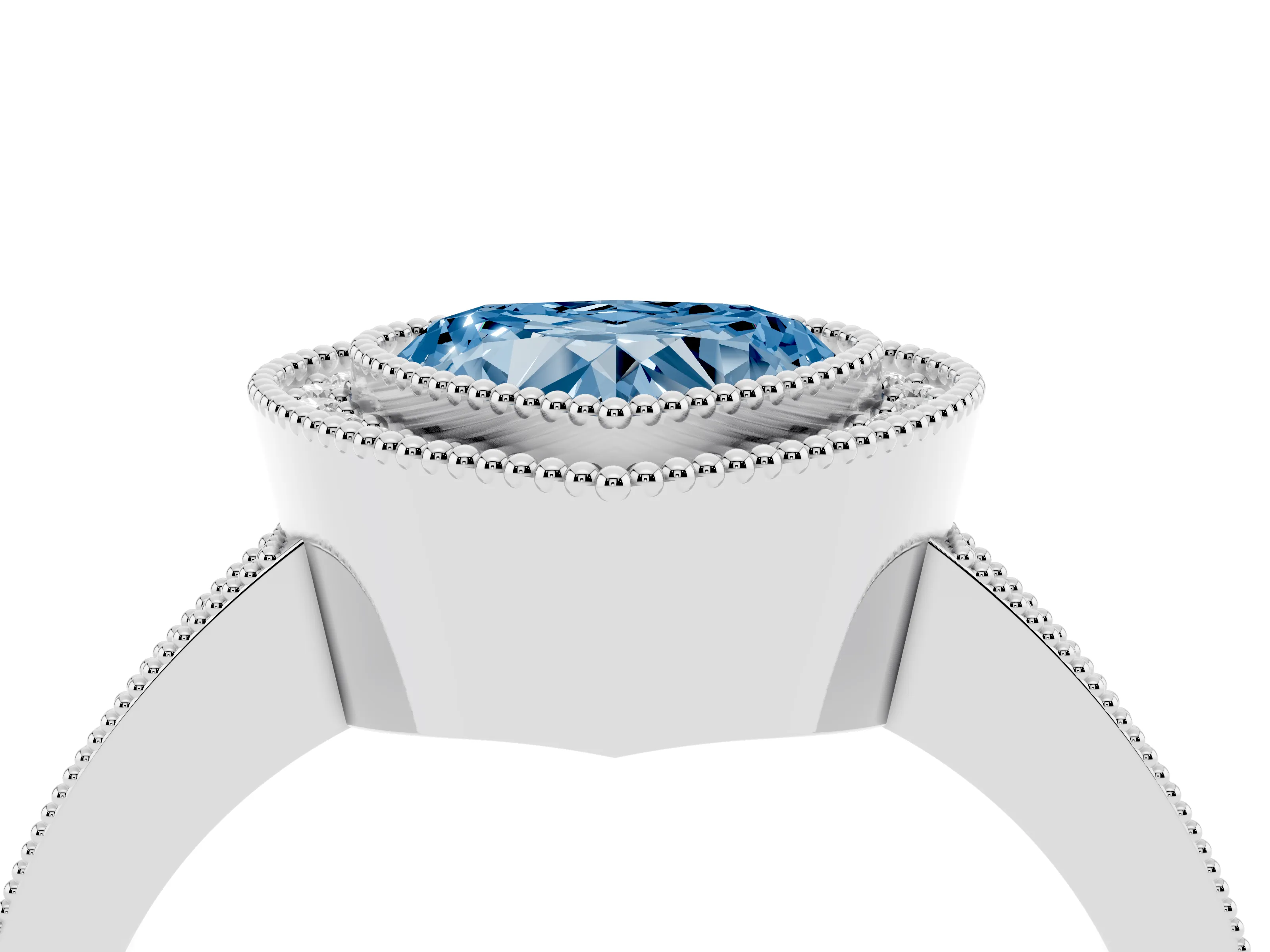 Fancy Blue Heart Cut Diamond Halo Engagement Ring Set in Platinum with Pavé Band and Round Halo Stones