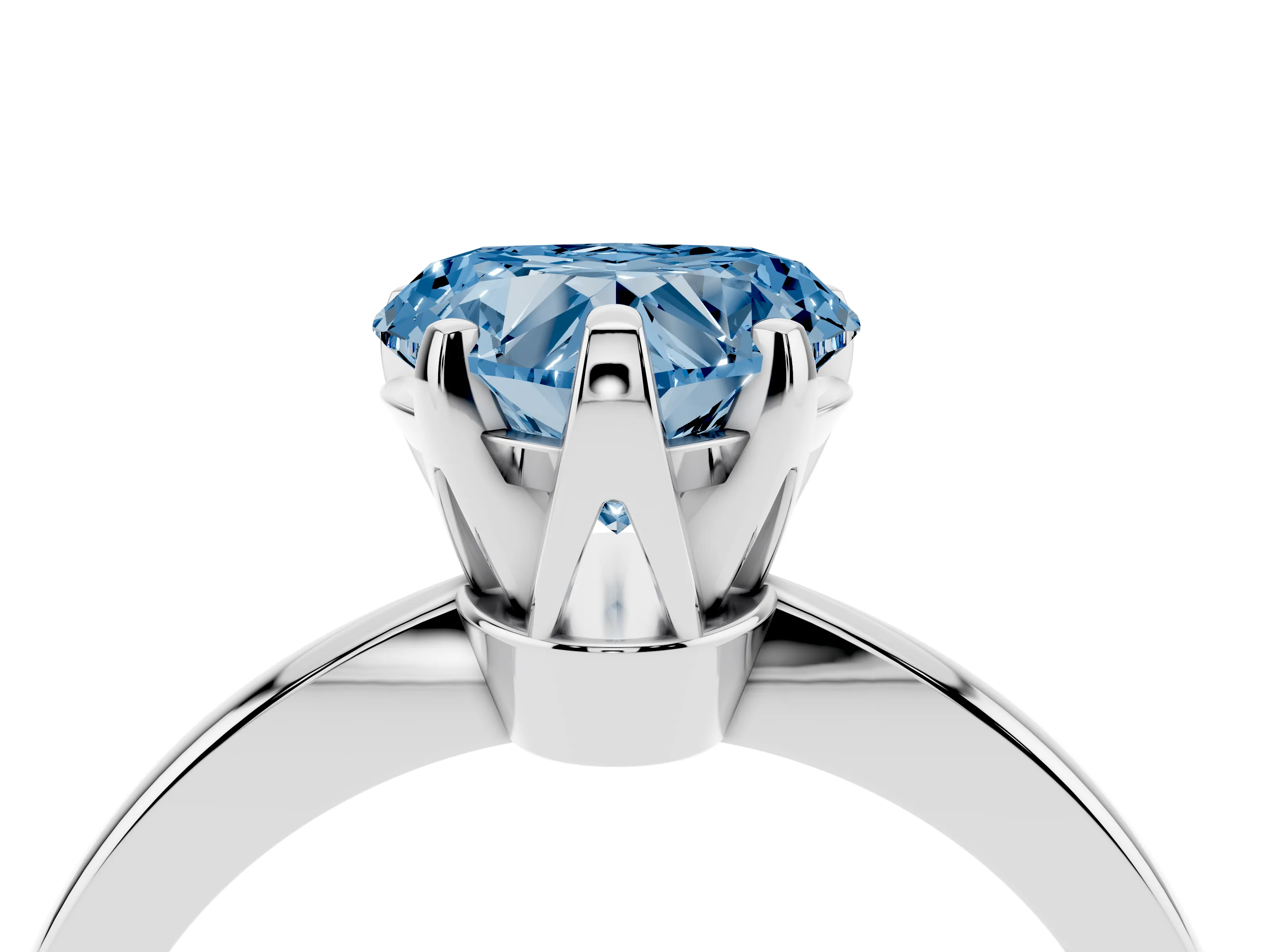 Fancy Blue Heart Cut Diamond Solitaire Engagement Ring Set in Silver with Slim Tapered Solitaire Band