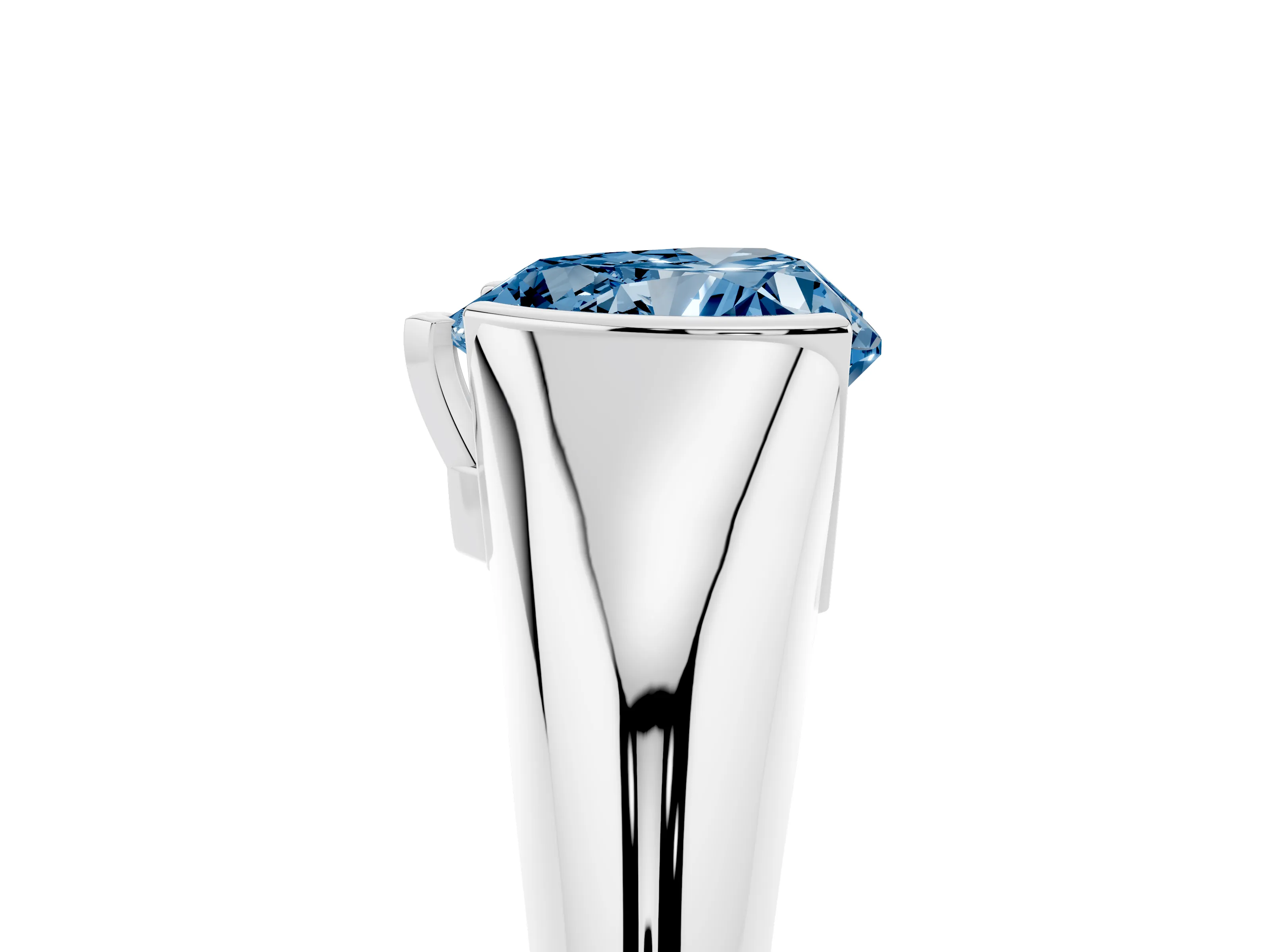 Fancy Blue Heart Cut Diamond Solitaire Tension Set Ring Set in Silver