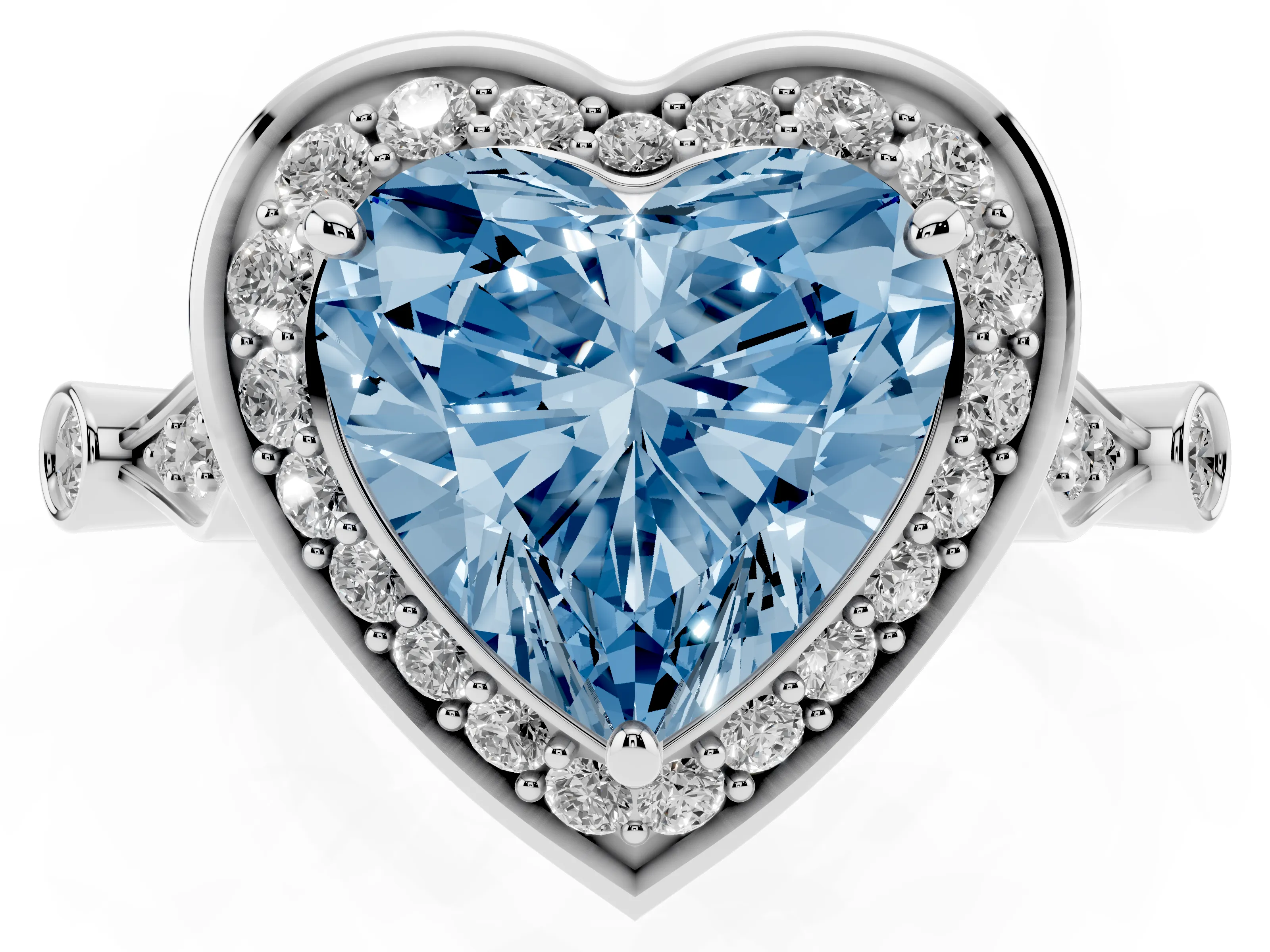 Fancy Blue Heart Cut Diamond Halo Engagement Ring Set in Platinum with Twisted Band and Prong Setting