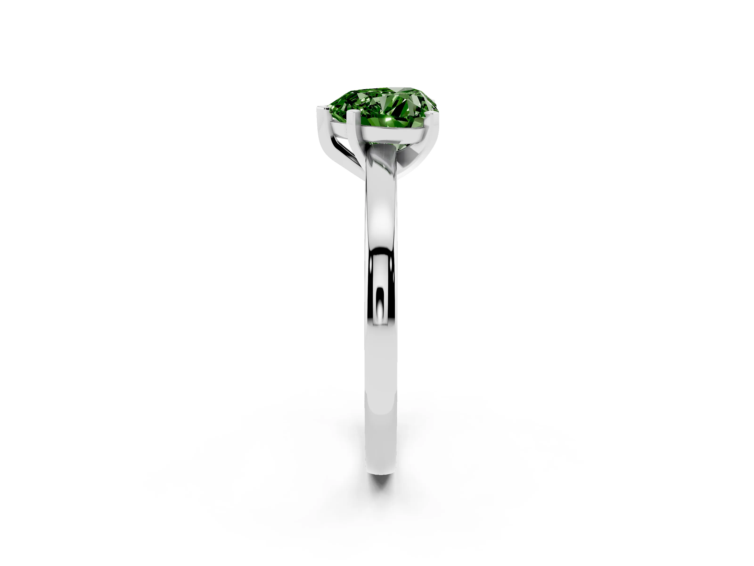 Fancy Green Heart Cut Diamond Solitaire Engagement Ring Set in White gold with Prong Setting on a Classic Band