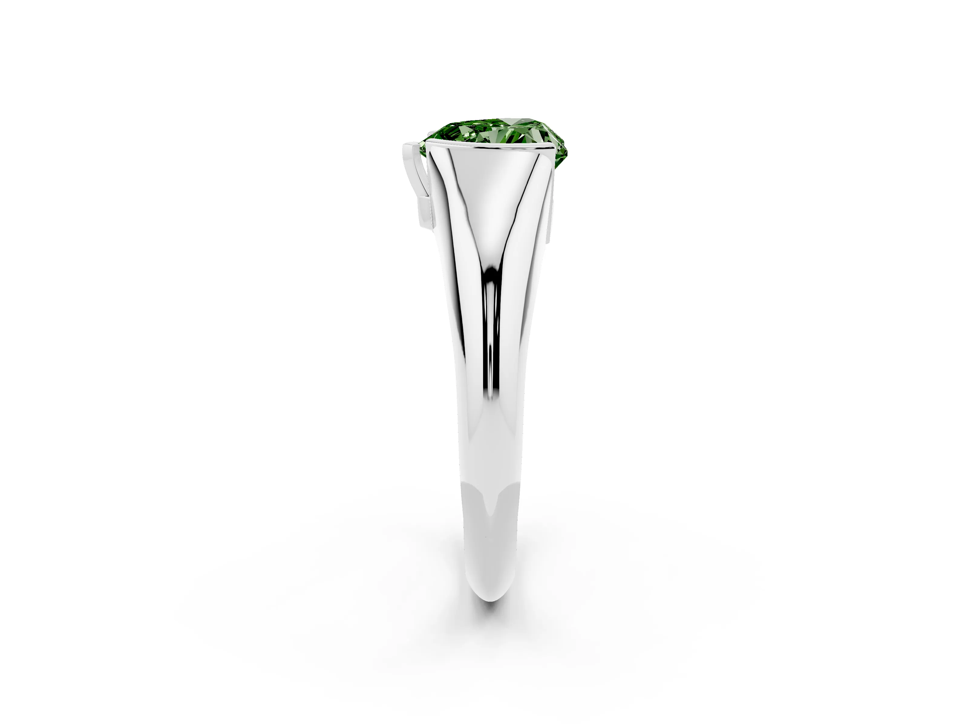 Fancy Green Heart Cut Diamond Solitaire Tension Set Ring Set in Platinum