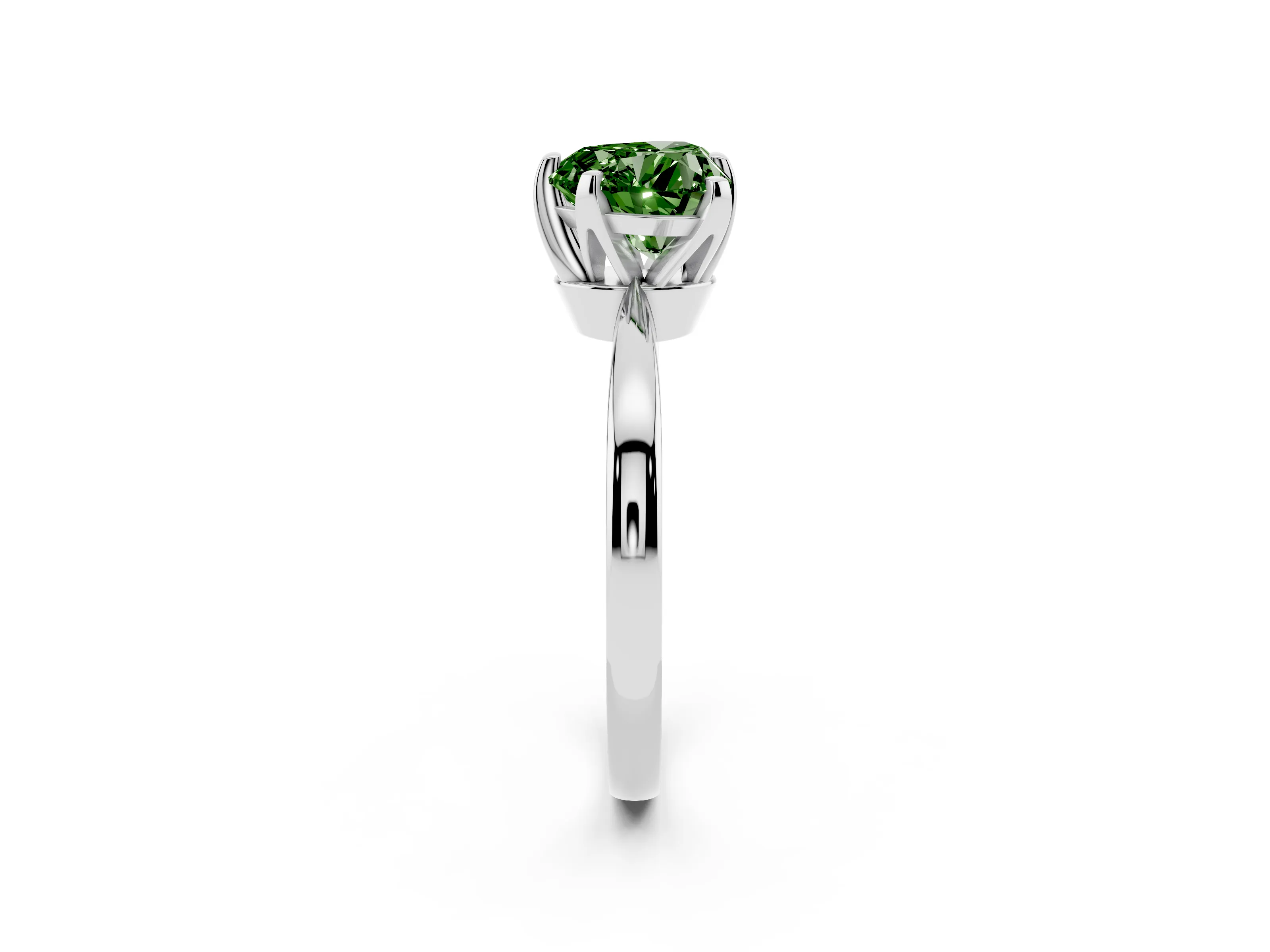 Fancy Green Heart Cut Diamond Solitaire Engagement Ring Set in Platinum with Slim Tapered Solitaire Band