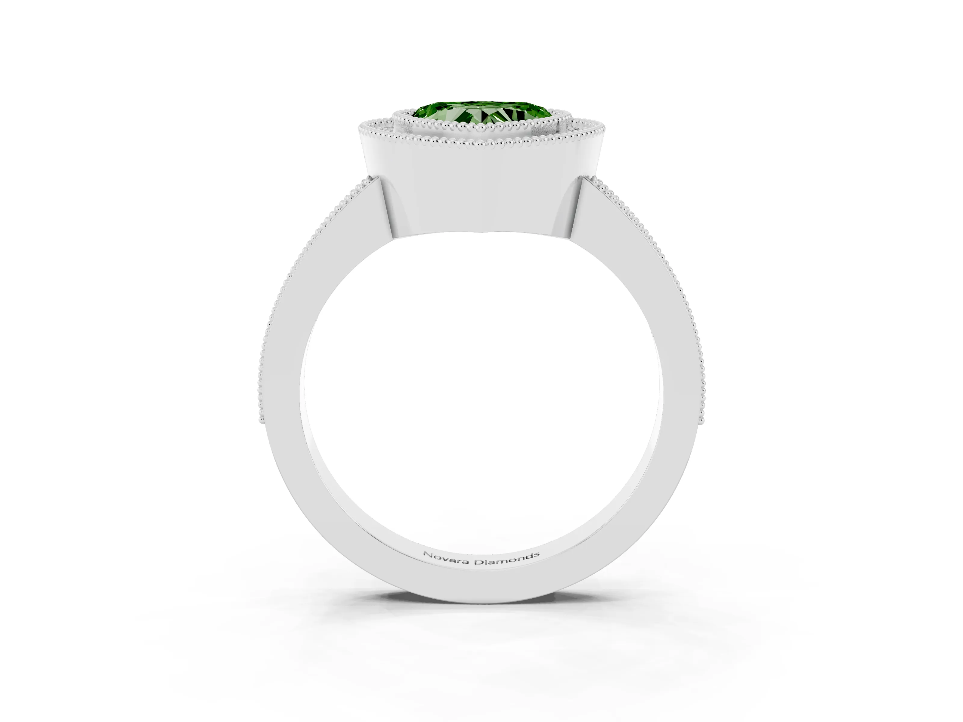 Fancy Green Heart Cut Diamond Halo Engagement Ring Set in Platinum with Pavé Band and Round Halo Stones