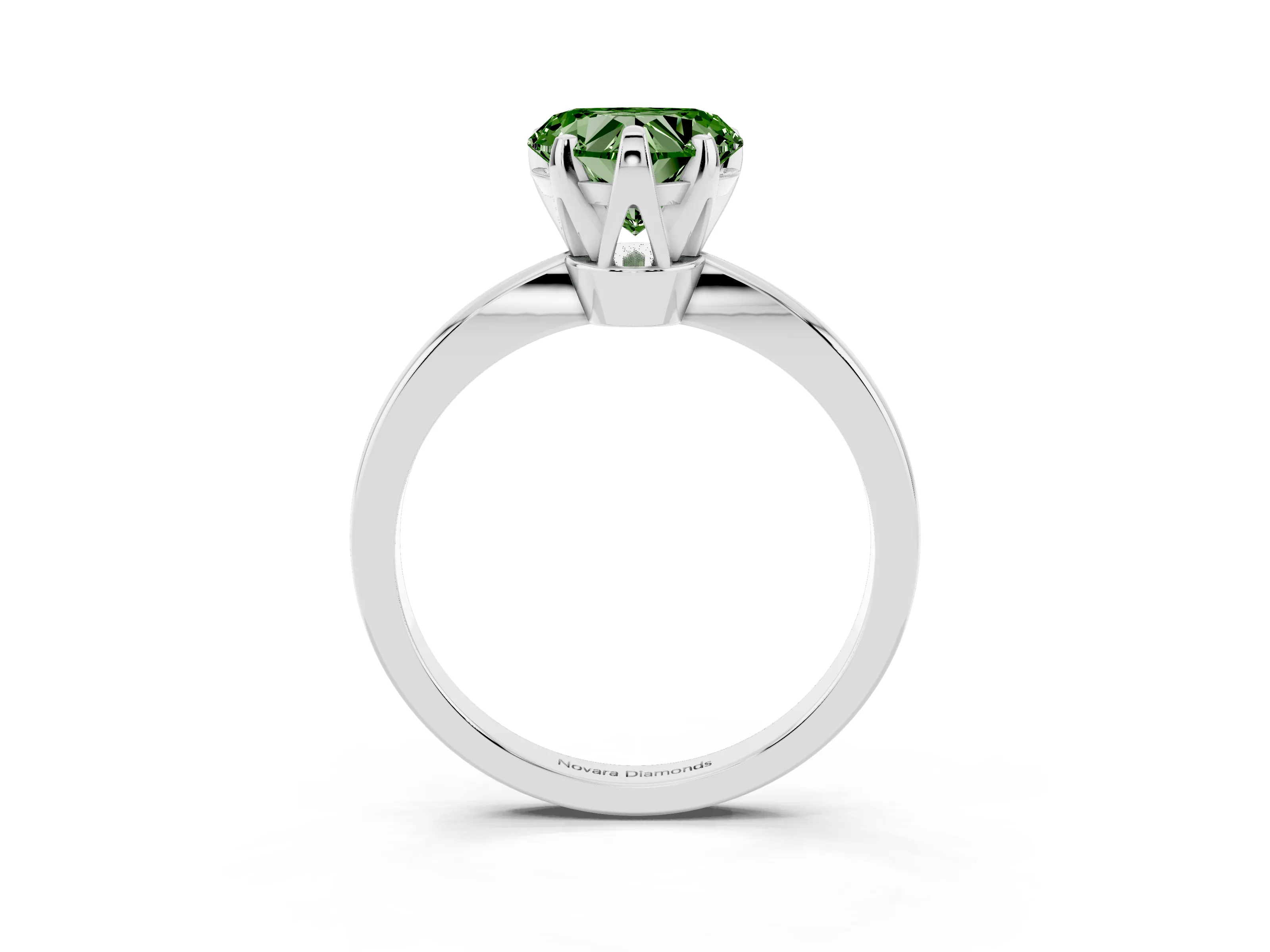 Fancy Green Heart Cut Diamond Solitaire Engagement Ring Set in Platinum with Slim Tapered Solitaire Band