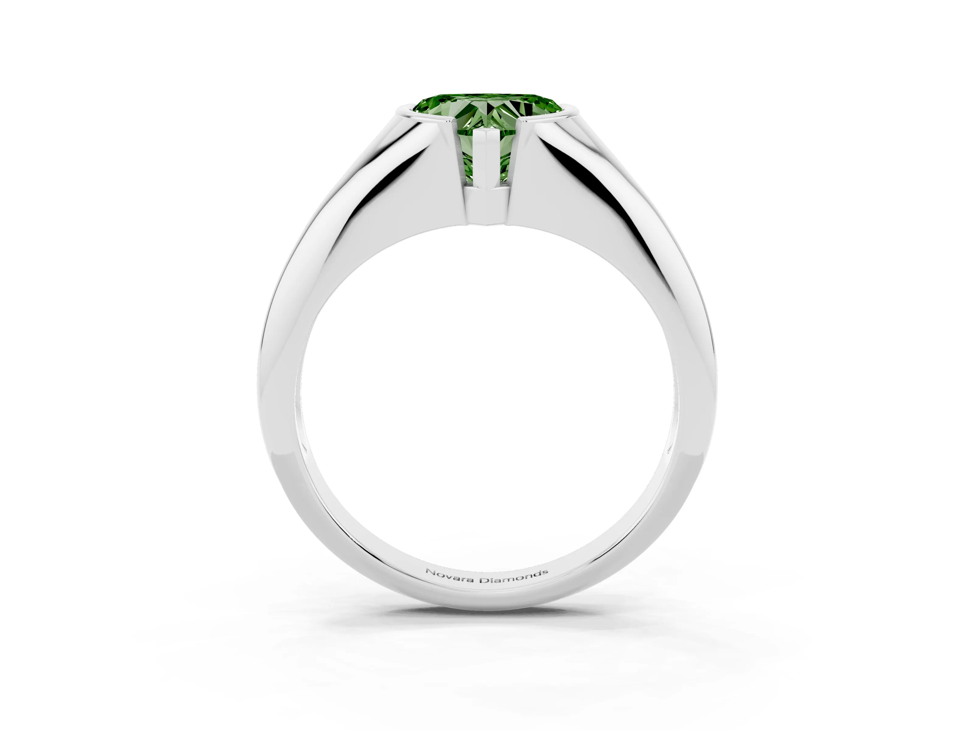 Fancy Green Heart Cut Diamond Solitaire Tension Set Ring Set in Platinum