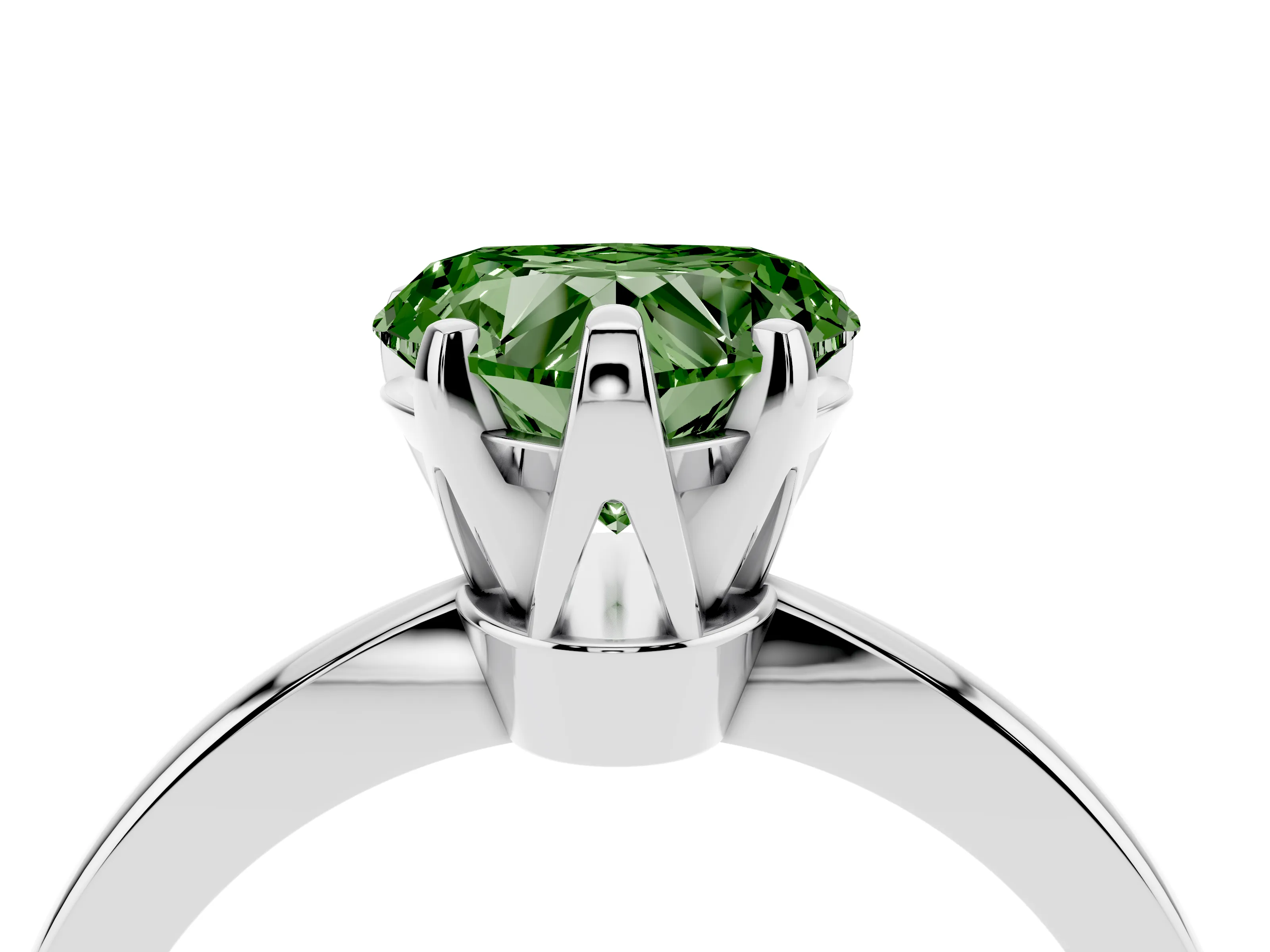 Fancy Green Heart Cut Diamond Solitaire Engagement Ring Set in Platinum with Slim Tapered Solitaire Band