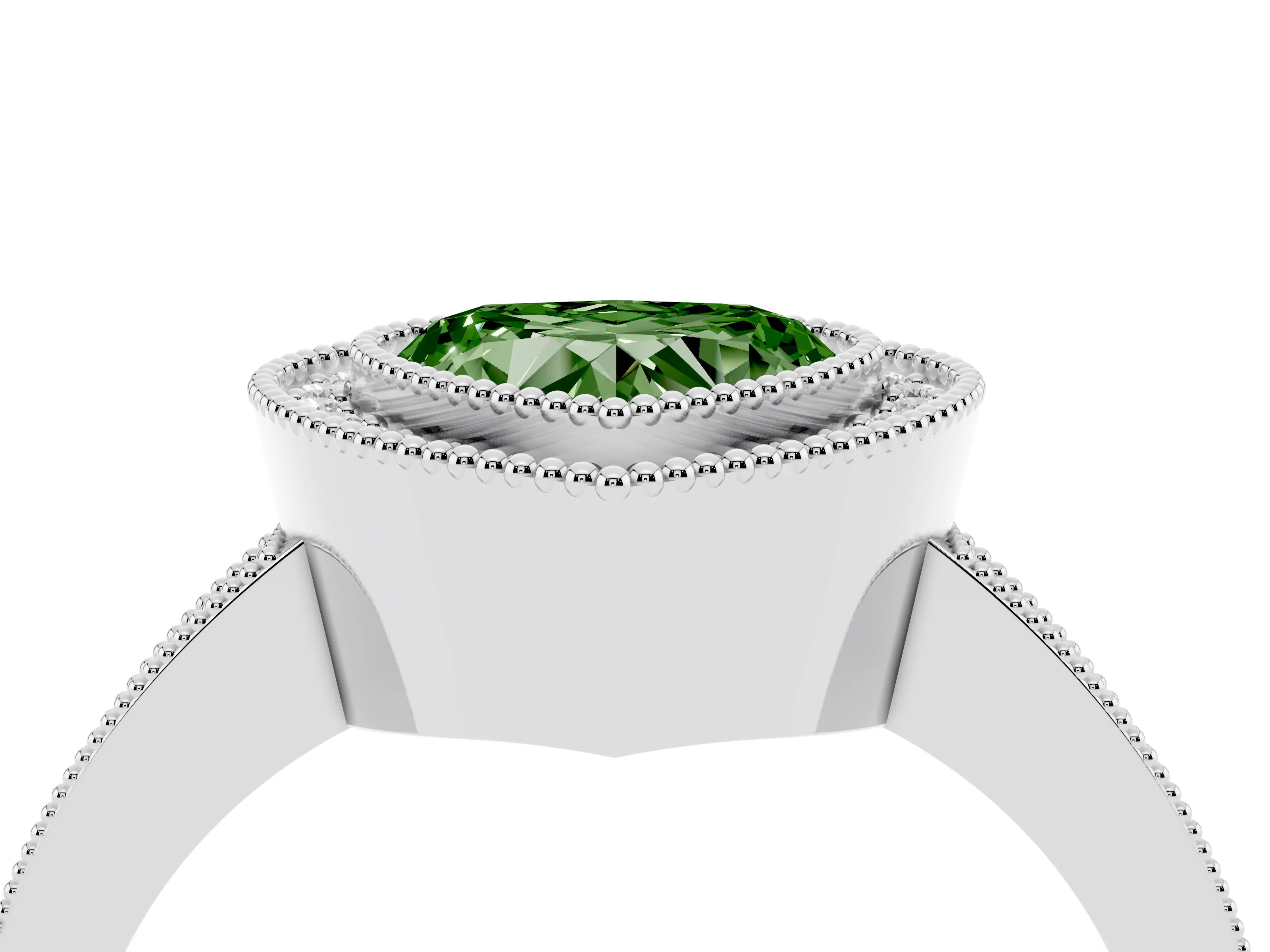 Fancy Green Heart Cut Diamond Halo Engagement Ring Set in Platinum with Pavé Band and Round Halo Stones