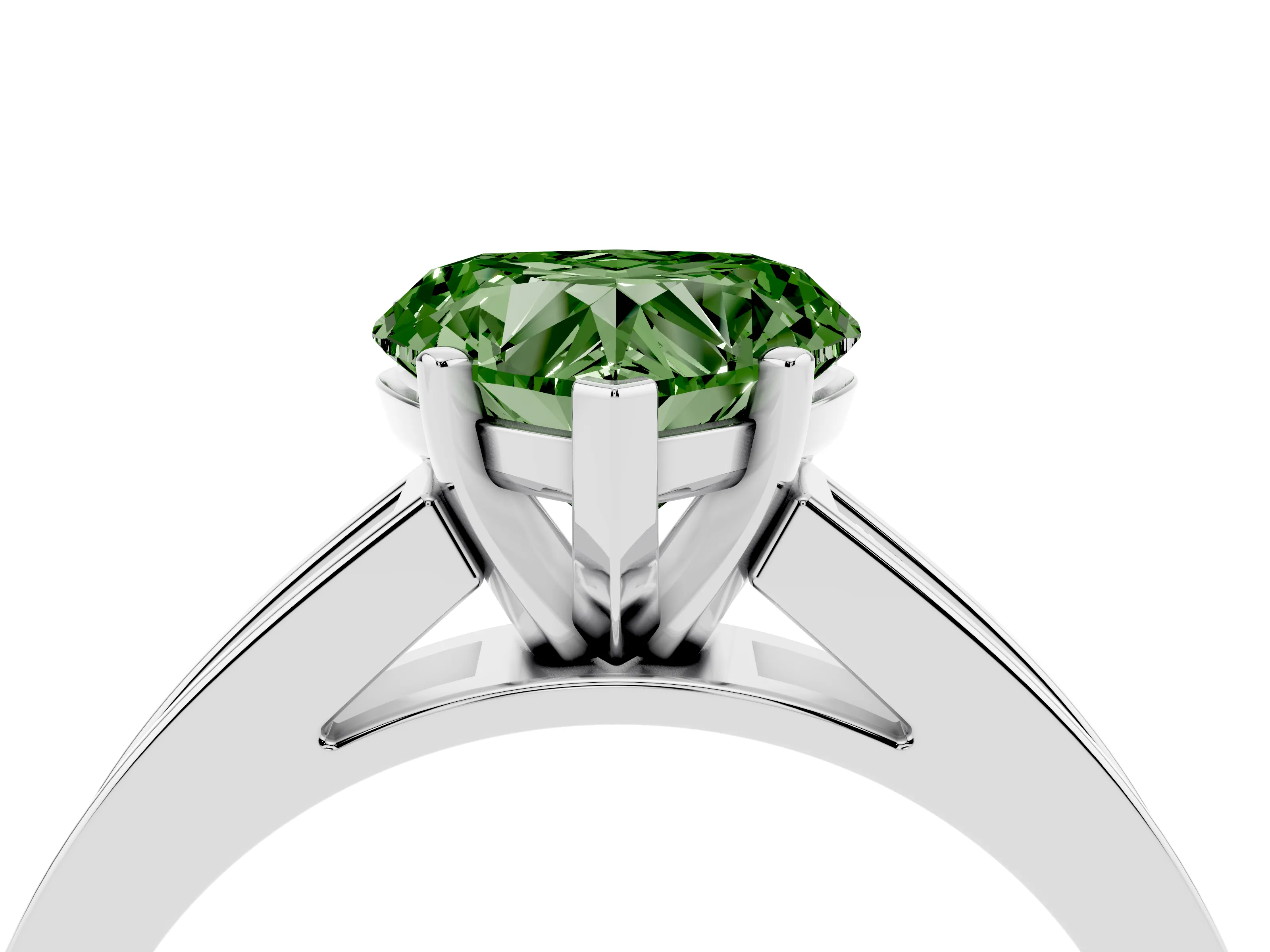 Fancy Green Heart Cut Diamond Solitaire Ring Set in Platinum with Channel-Set Band and Prong Setting