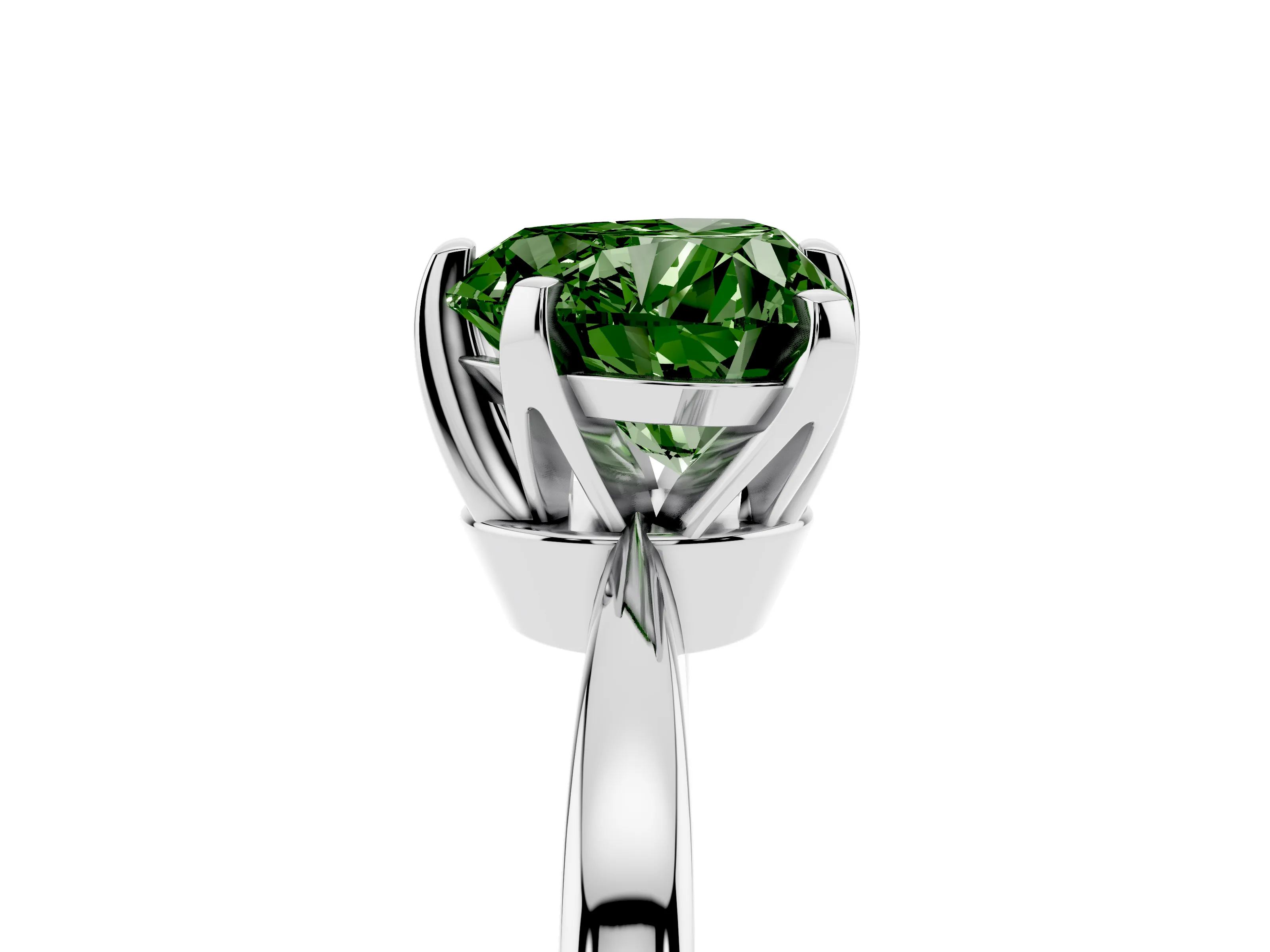 Fancy Green Heart Cut Diamond Solitaire Engagement Ring Set in Platinum with Slim Tapered Solitaire Band