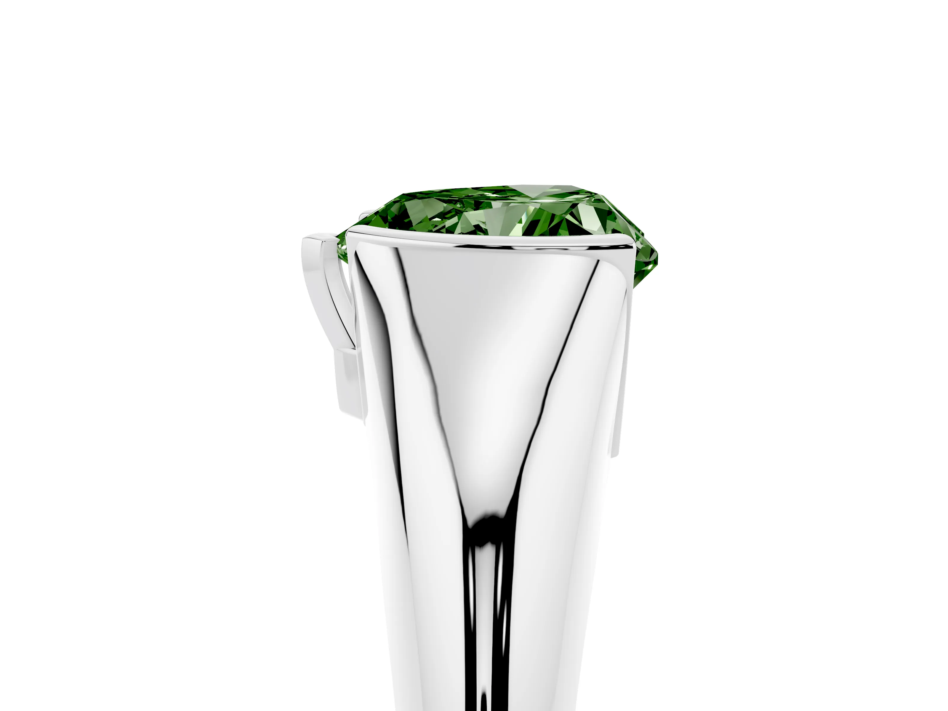 Fancy Green Heart Cut Diamond Solitaire Tension Set Ring Set in Platinum