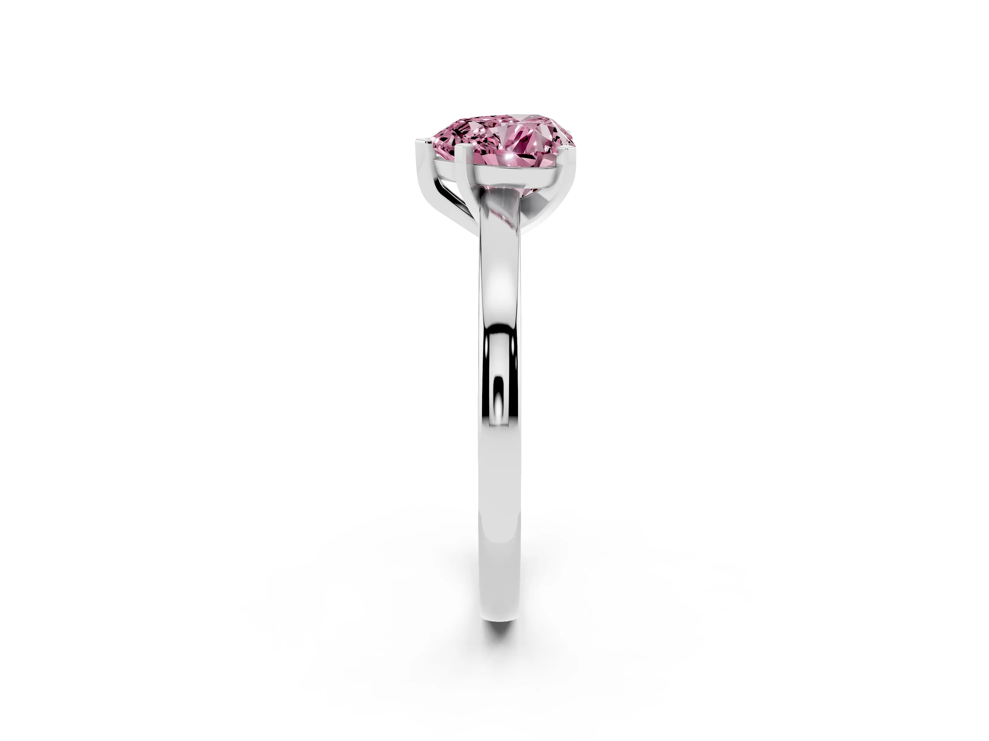 Fancy Pink Heart Cut Diamond Solitaire Engagement Ring Set in Silver with Prong Setting on a Classic Band